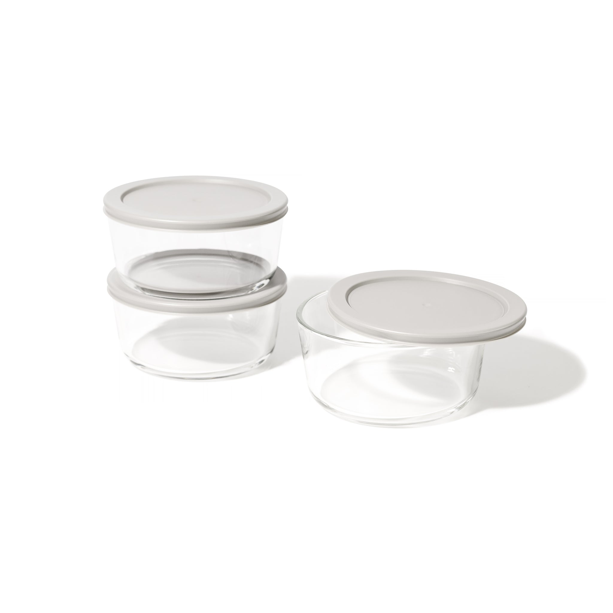 Glass Food Storage Containers - 6 Piece 4 Cup Set (3 Containers + 3 Lids) BPA-Free Lids