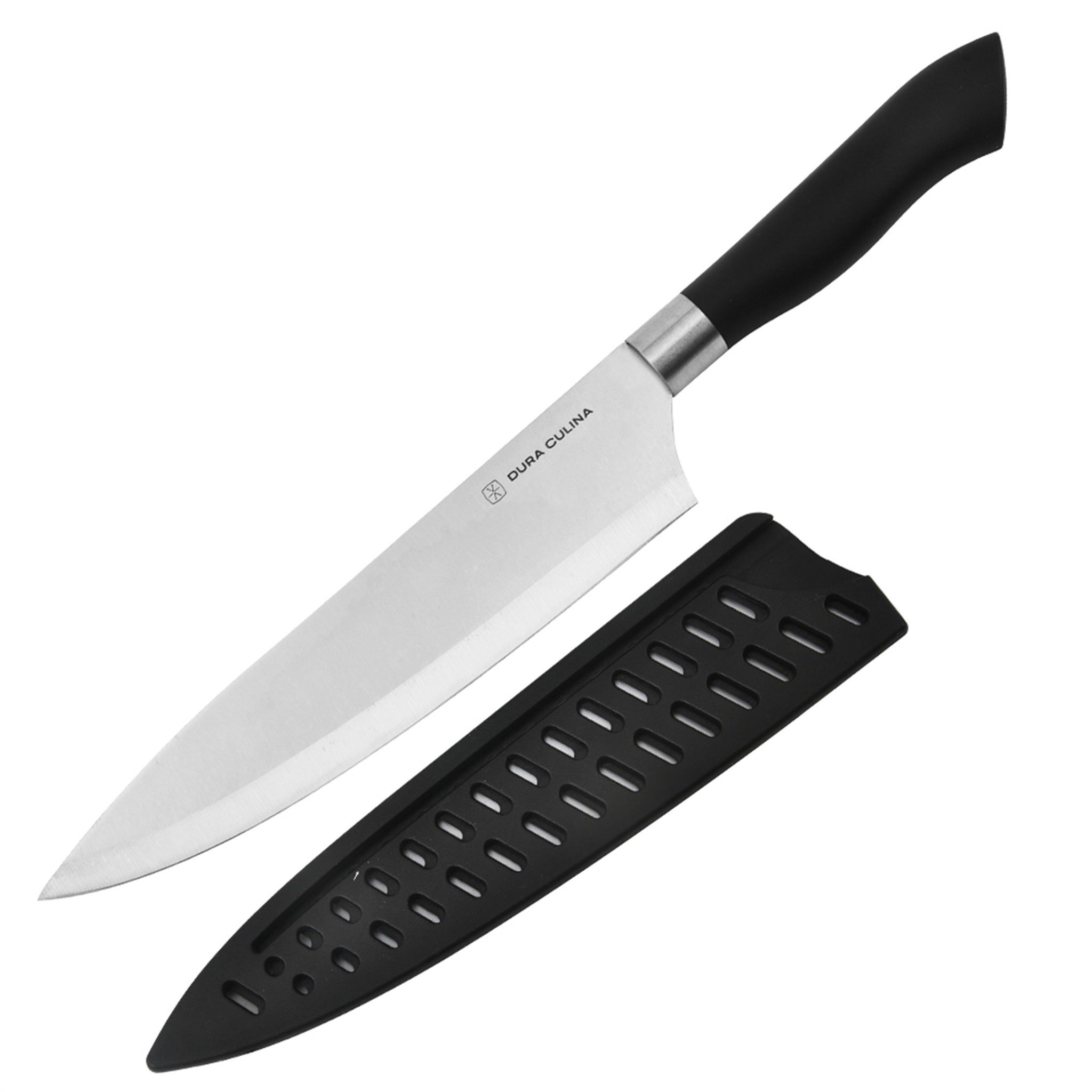 3 Piece Kitchen Knife Set with Matching Blade Guards, Black