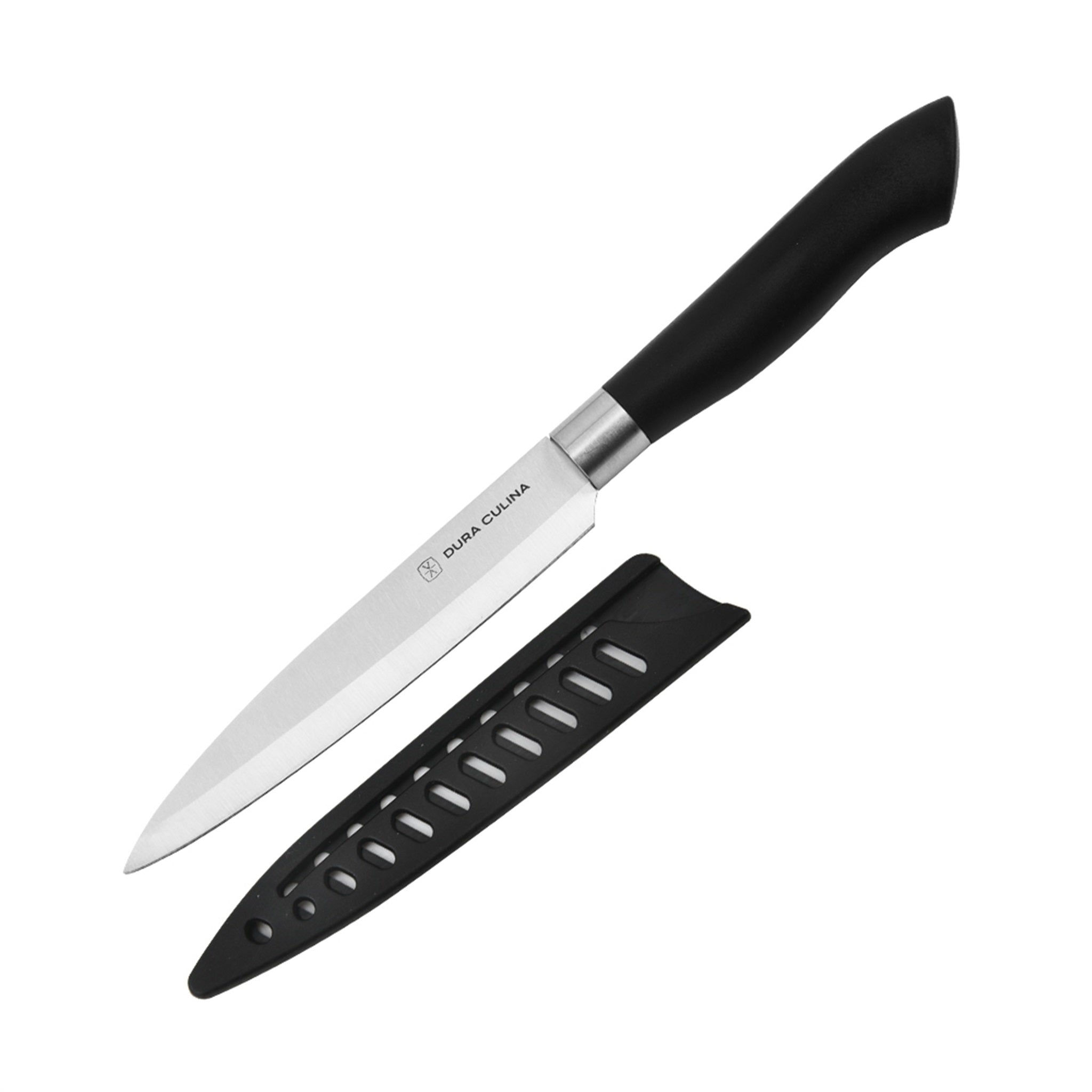3 Piece Kitchen Knife Set with Matching Blade Guards, Black