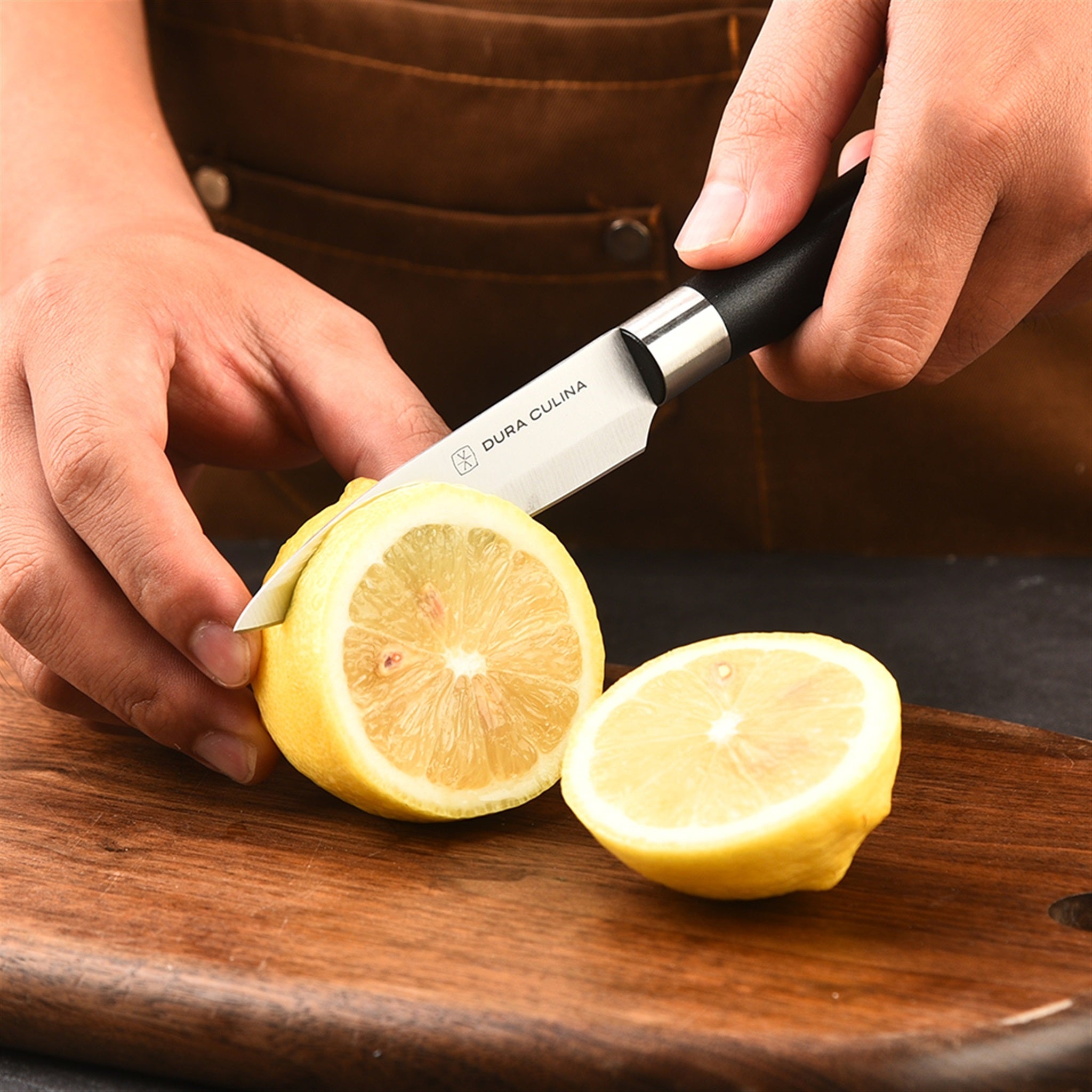 3 Piece Kitchen Knife Set with Matching Blade Guards, Black