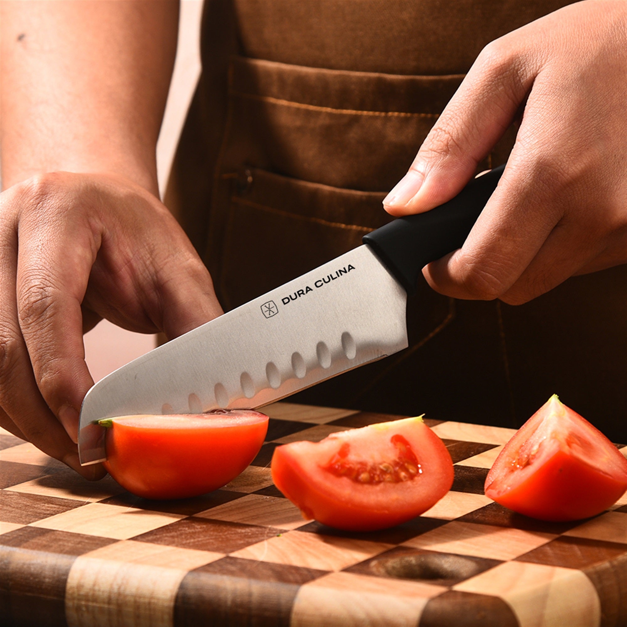 2-Piece Santoku Knife Set - High Carbon Stainless Steel Blades with Ergonomic Handles, Matching Blade Guards, Japanese Style Kitchen Knives