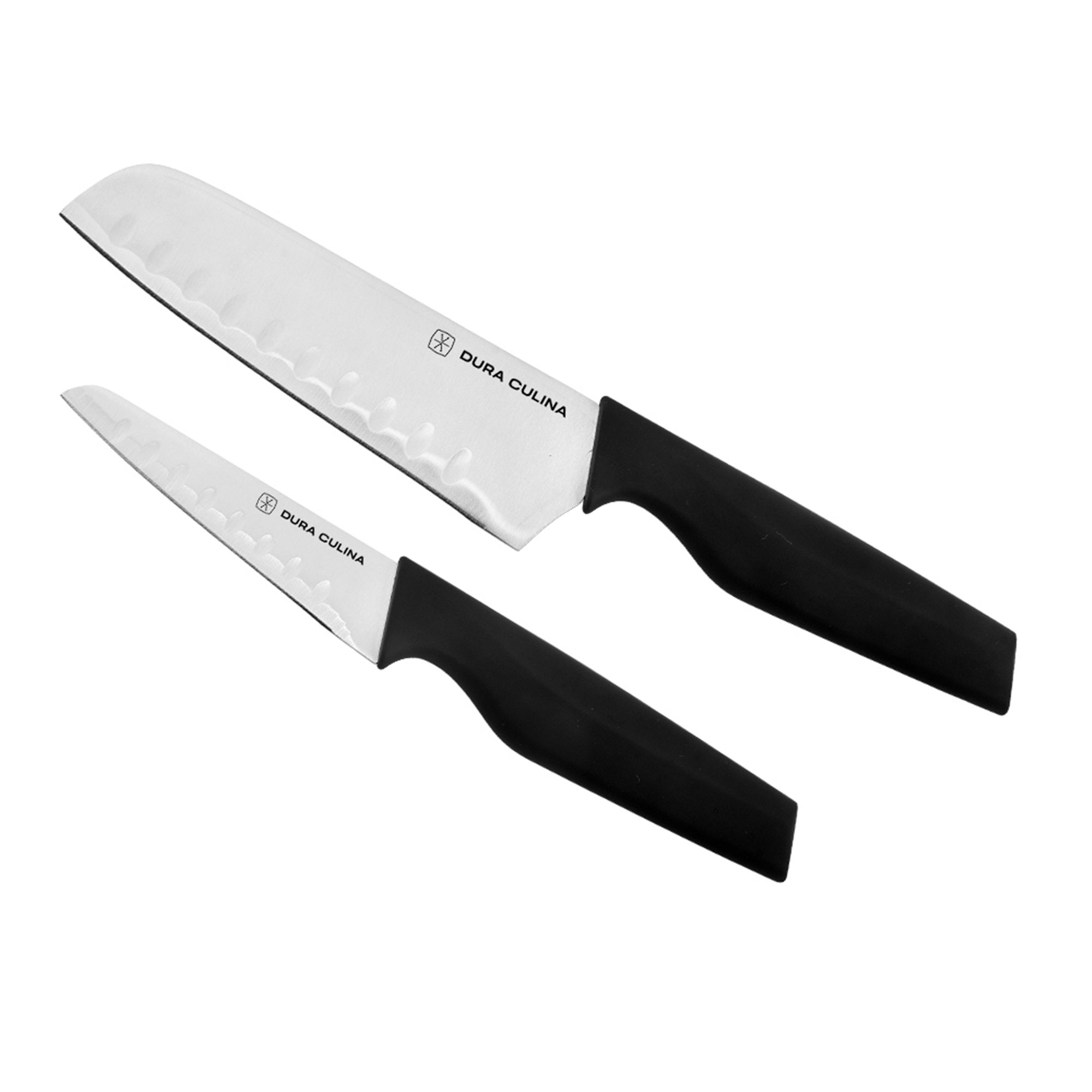 2-Piece Santoku Knife Set - High Carbon Stainless Steel Blades with Ergonomic Handles, Matching Blade Guards, Japanese Style Kitchen Knives