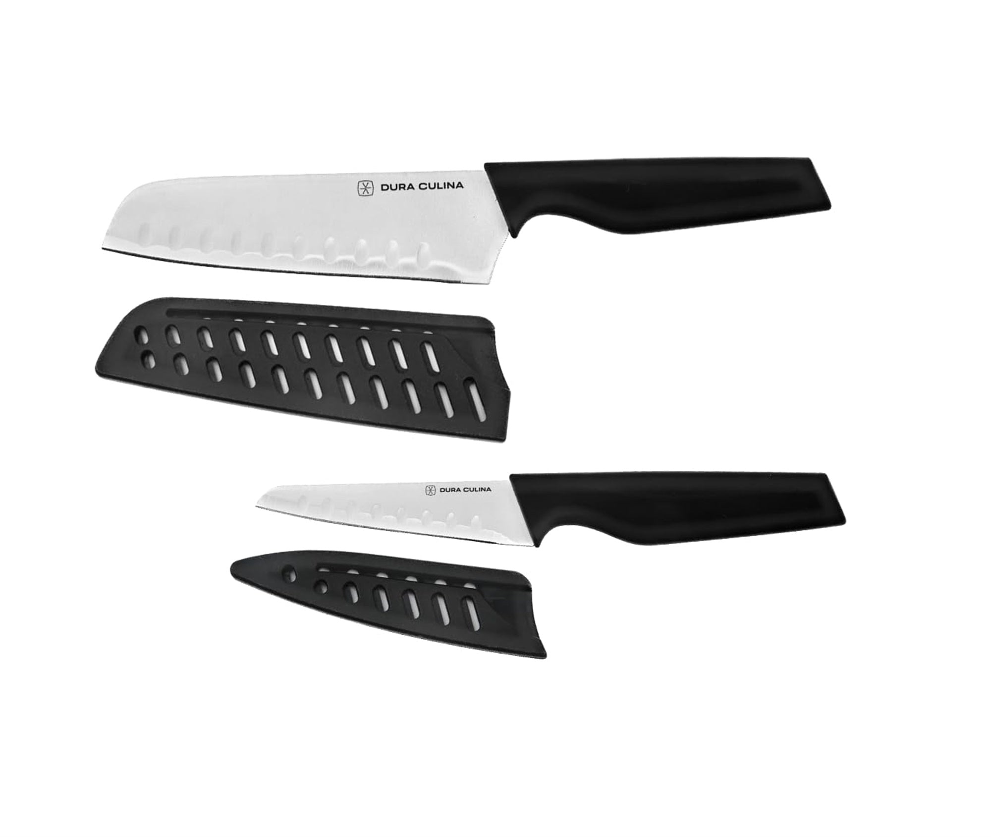 2-Piece Santoku Knife Set - High Carbon Stainless Steel Blades with Ergonomic Handles, Matching Blade Guards, Japanese Style Kitchen Knives
