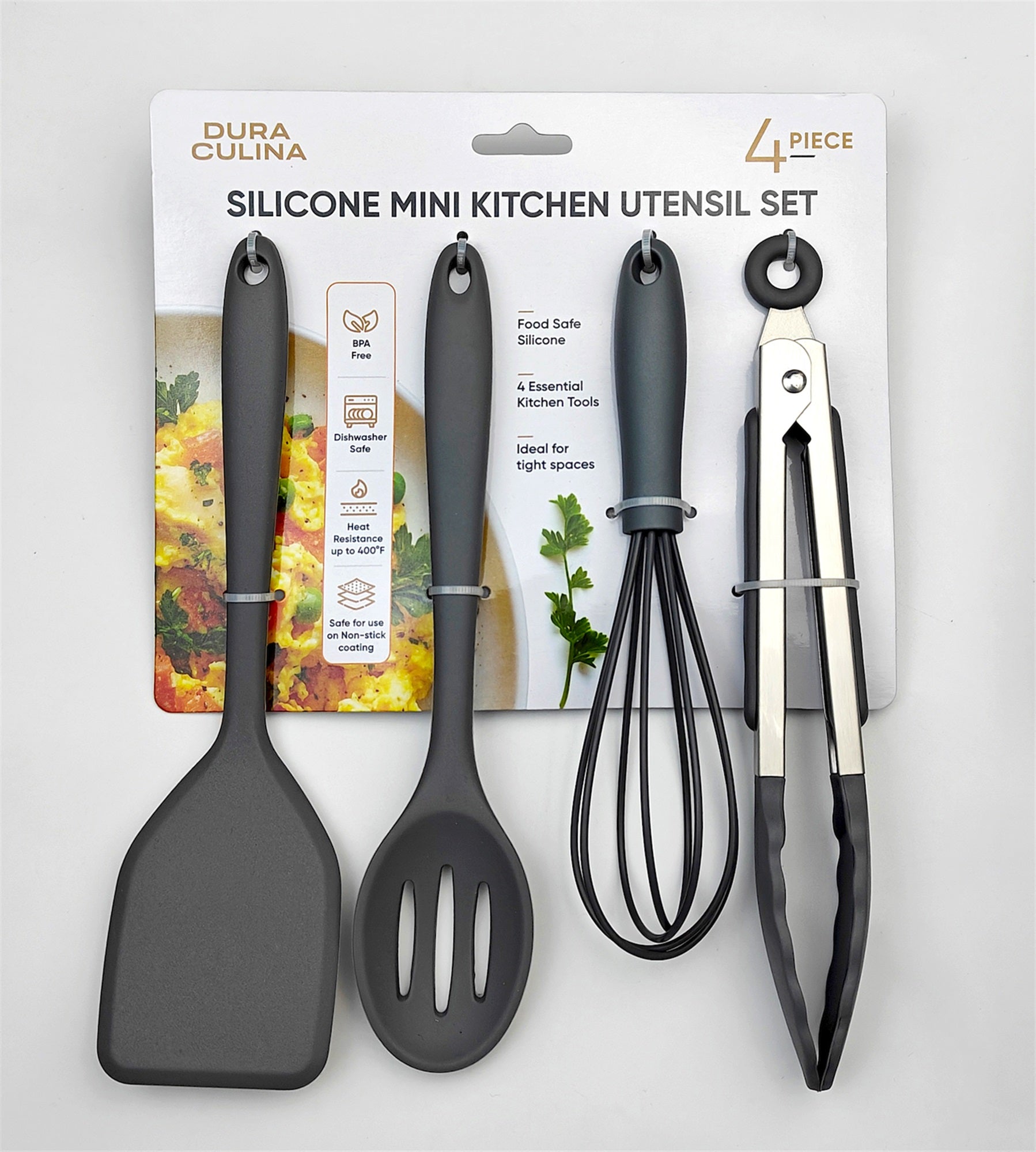 4-Piece Grey Mini Silicone Tool Set – Versatile, Non-Stick, and Stylish