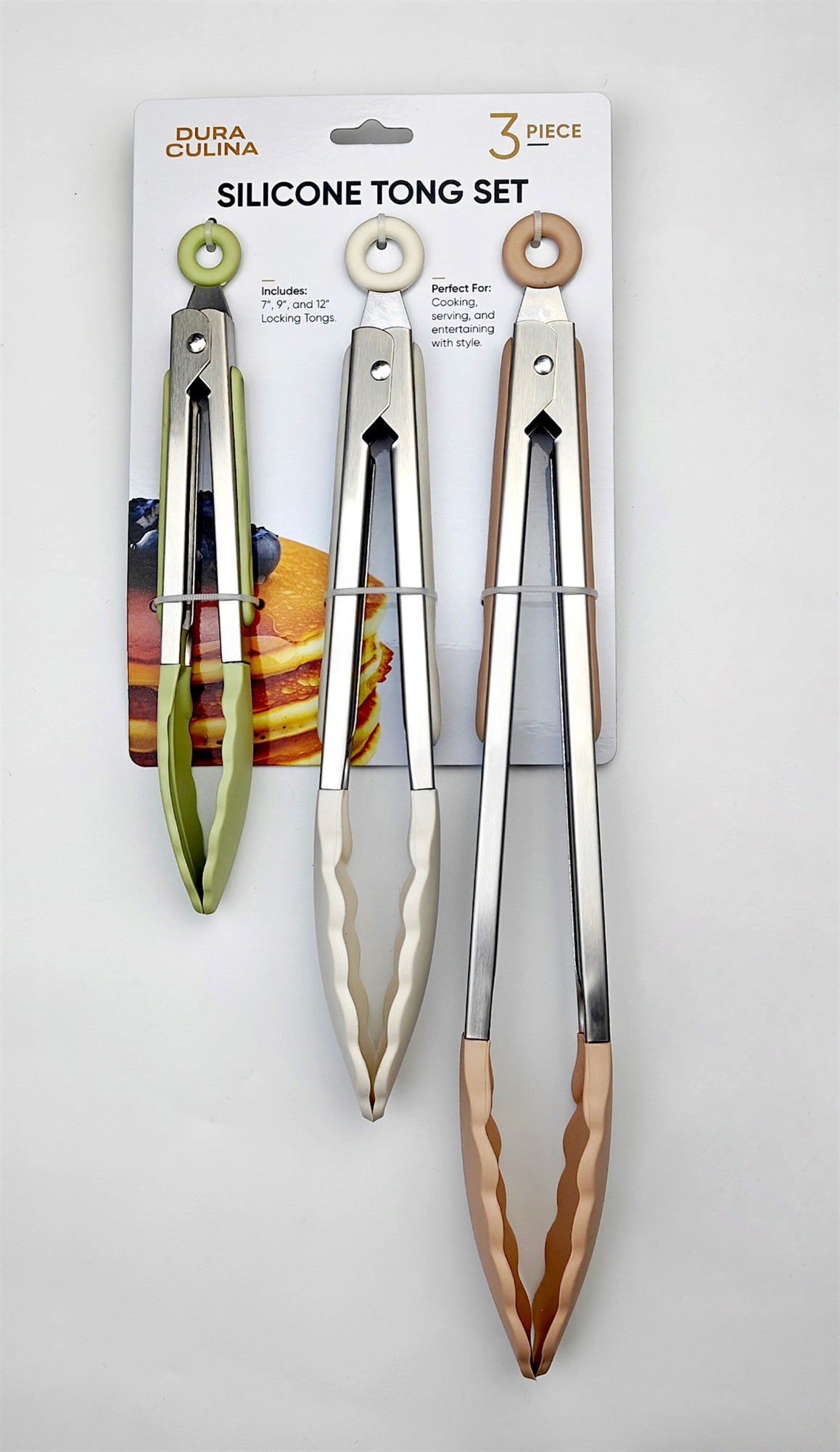 3-Piece Kitchen Tong Set for Versatile Cooking & Serving (Multi Color)
