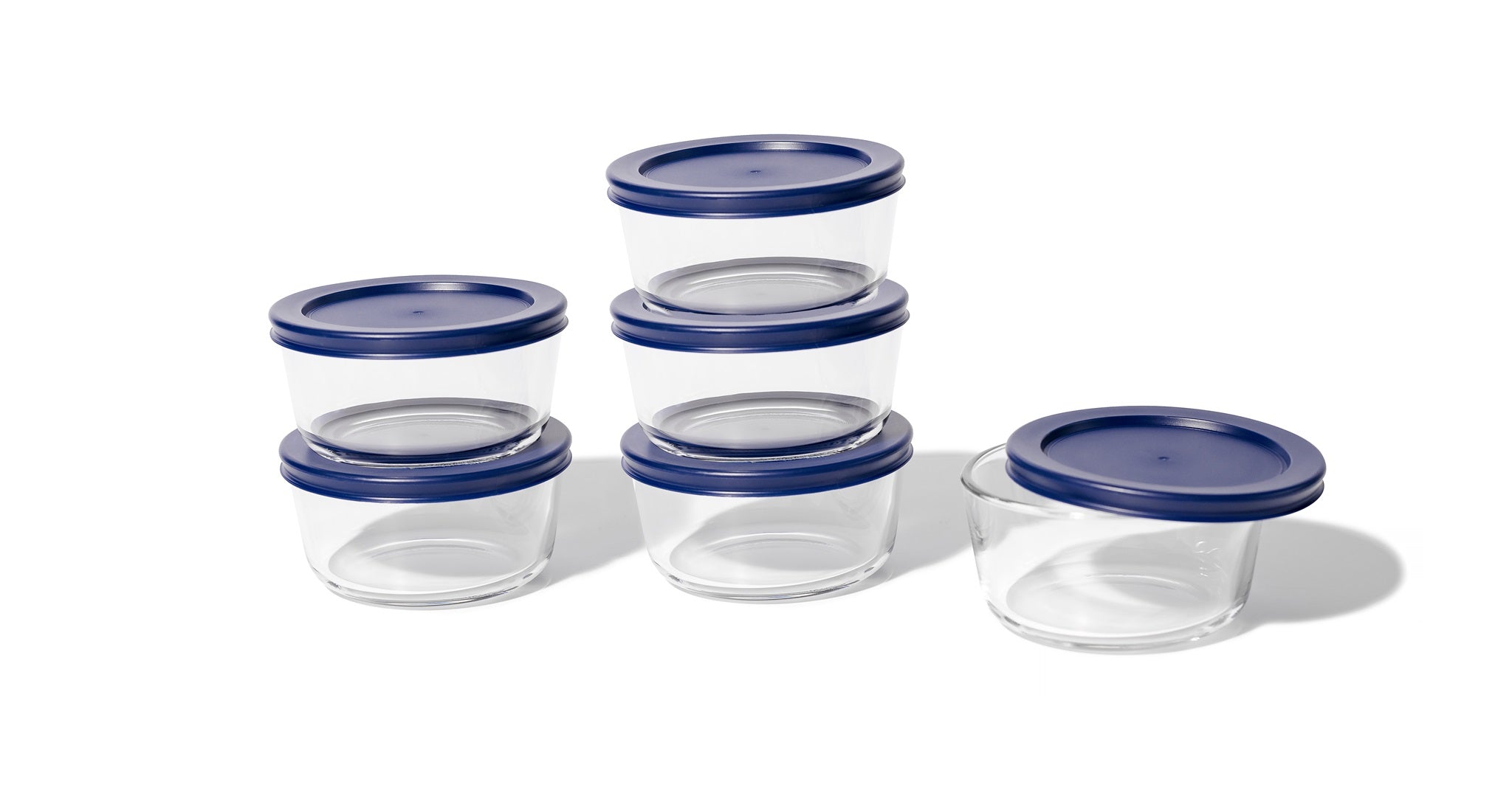 12 Piece (4 Cup / 32oz) Round Glass Food Storage Container Set (6 Containers + 6 Lids) with Bonus Lids