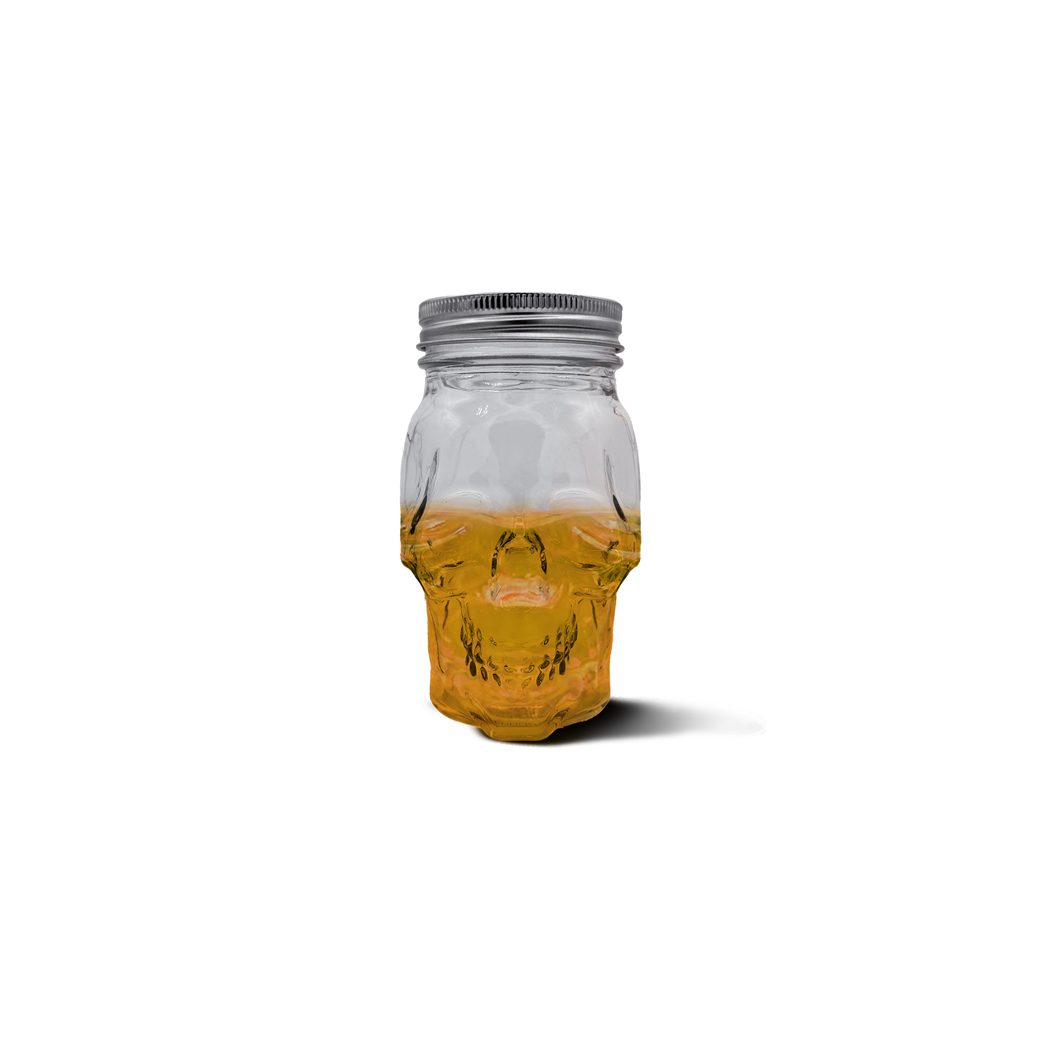 Skull Mason Jar with Lid, 4-Piece Set (2 skull Mason Jars & 2 Lids) 16oz, Clear