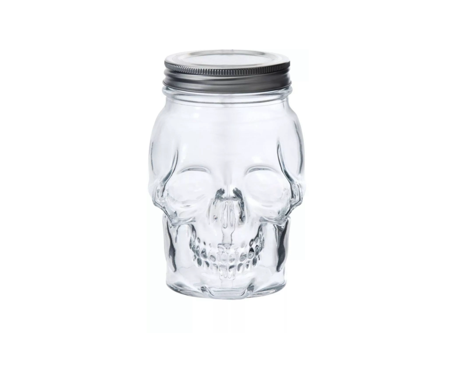 Skull Mason Jar with Lid, 4-Piece Set (2 skull Mason Jars & 2 Lids) 42oz, Clear