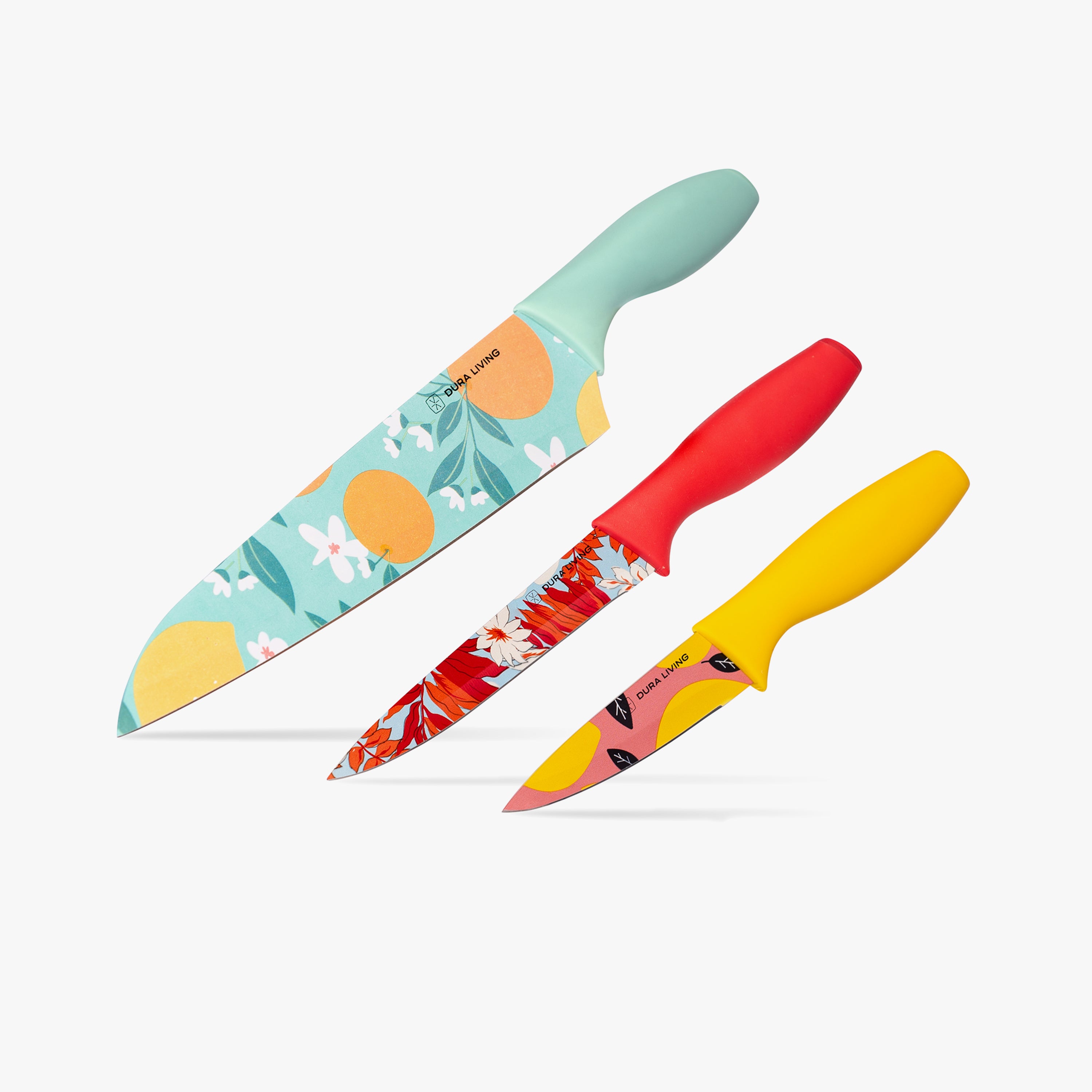 3-Piece Printed Kitchen Knife Set-Multi Color