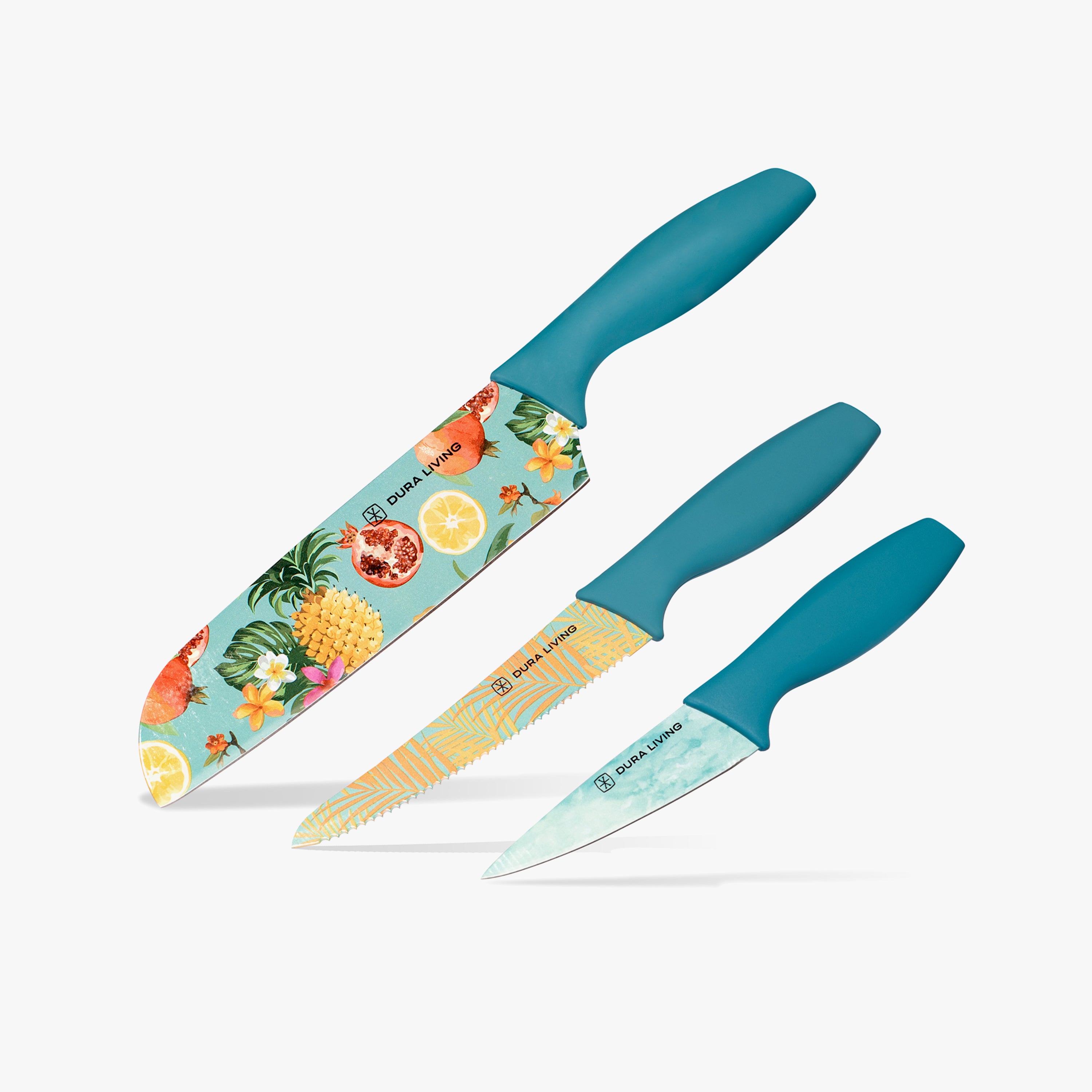 3-Piece Printed Kitchen Knife Set-Tropical