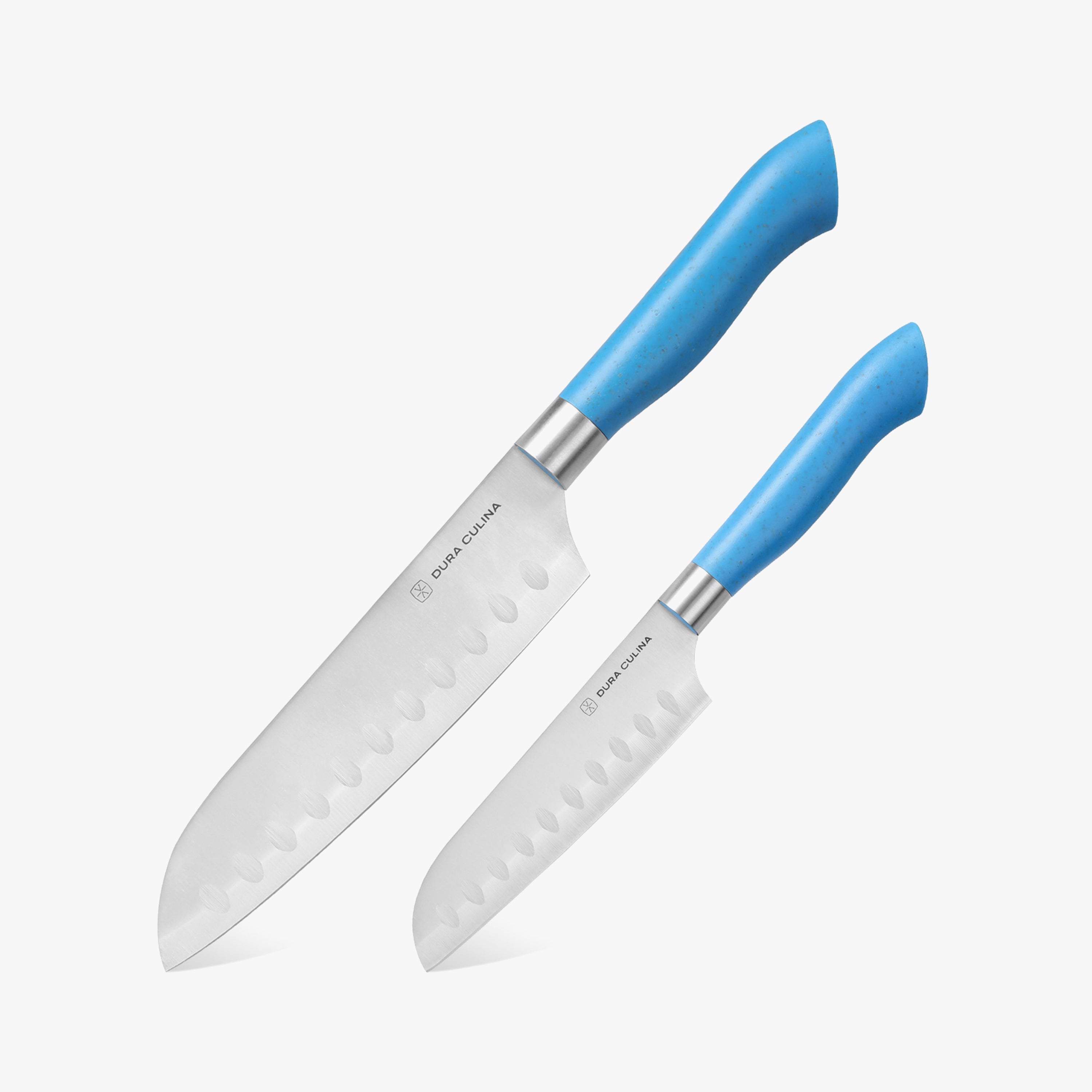 EcoCut 2 Piece Santoku Knife Set With Blade Guards, Blue