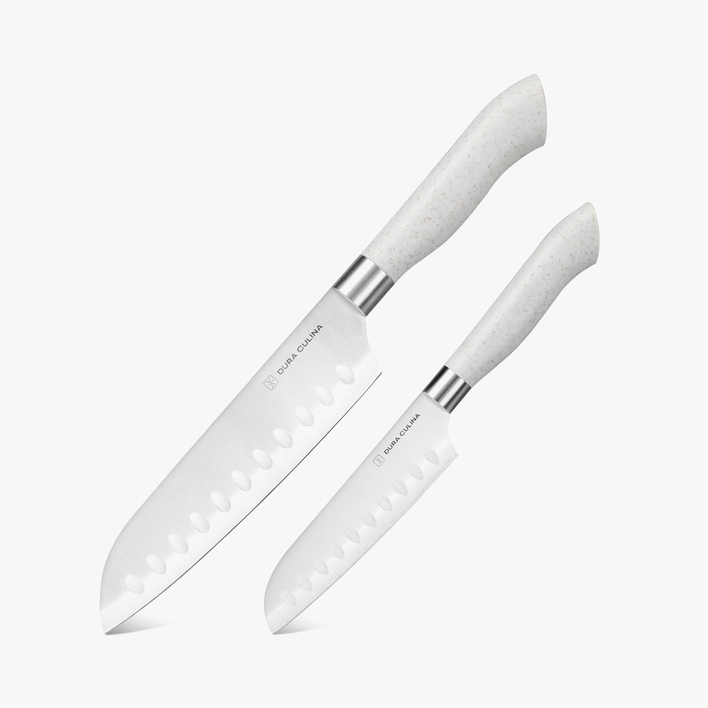 EcoCut 2 Piece Santoku Knife Set With Blade Guards, Grey
