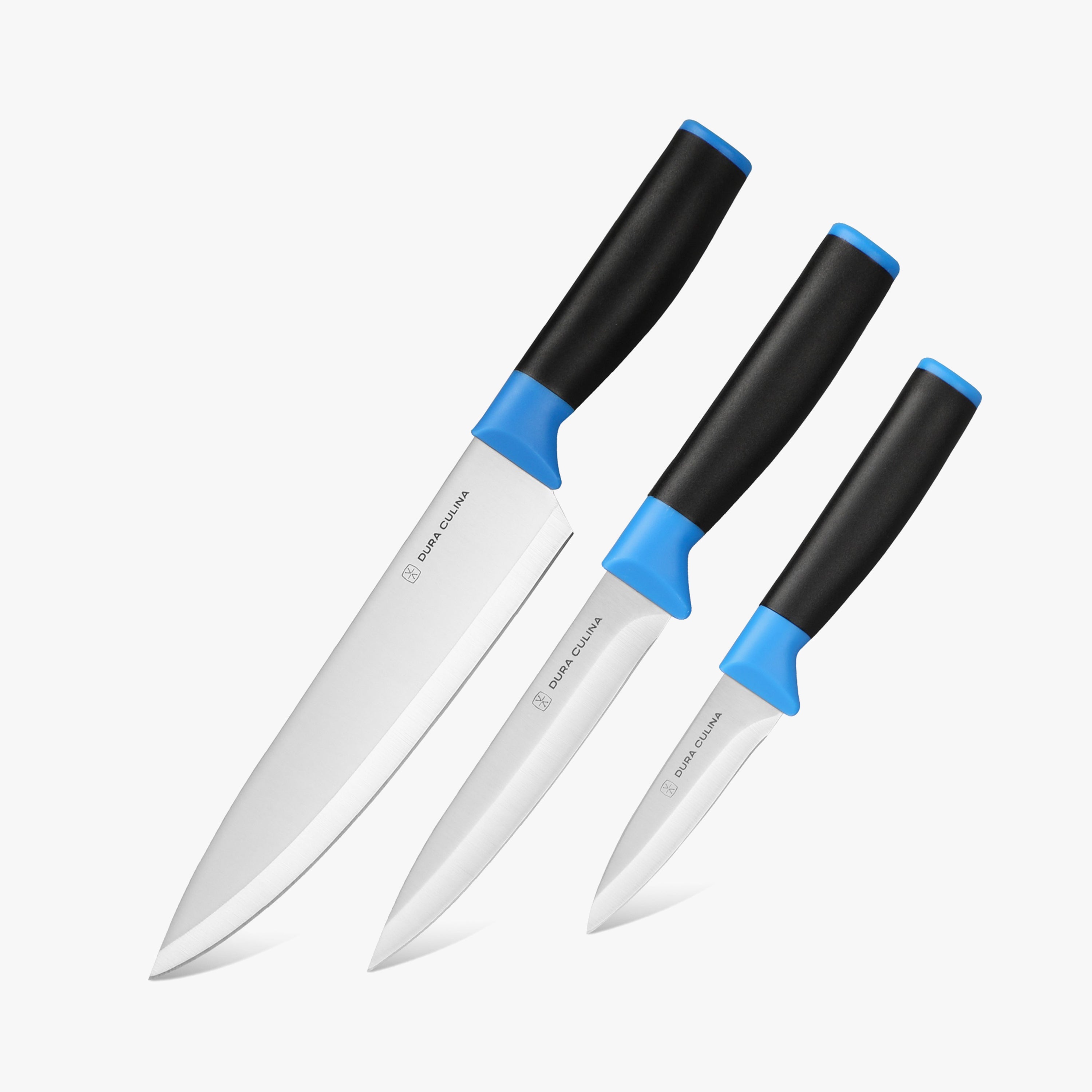 Duo-Grip Piece Kitchen Knife Set With Blade Guards, Blue – Dura