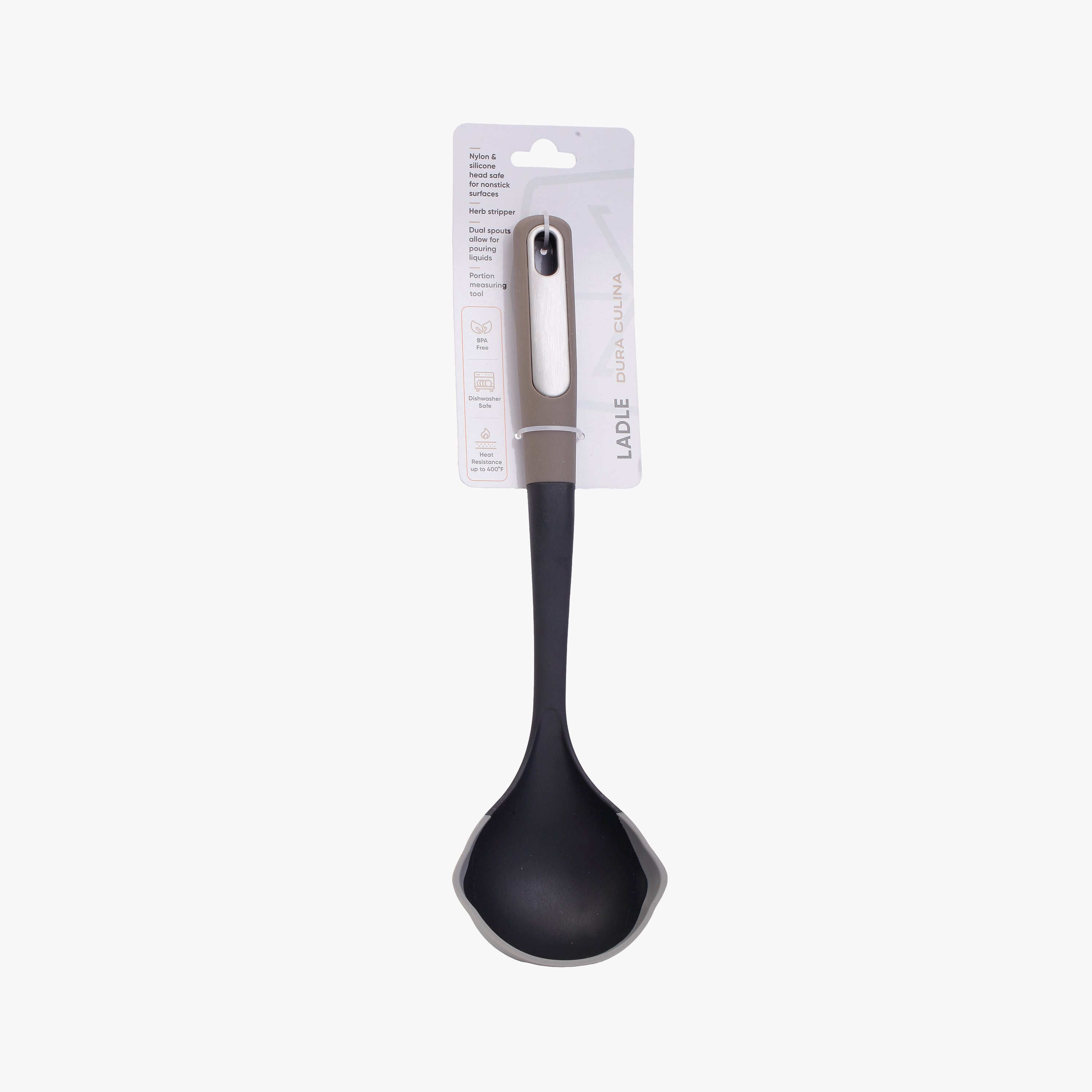 Silicone Scratch and Heat Resistance Edge Soup Ladle, Grey