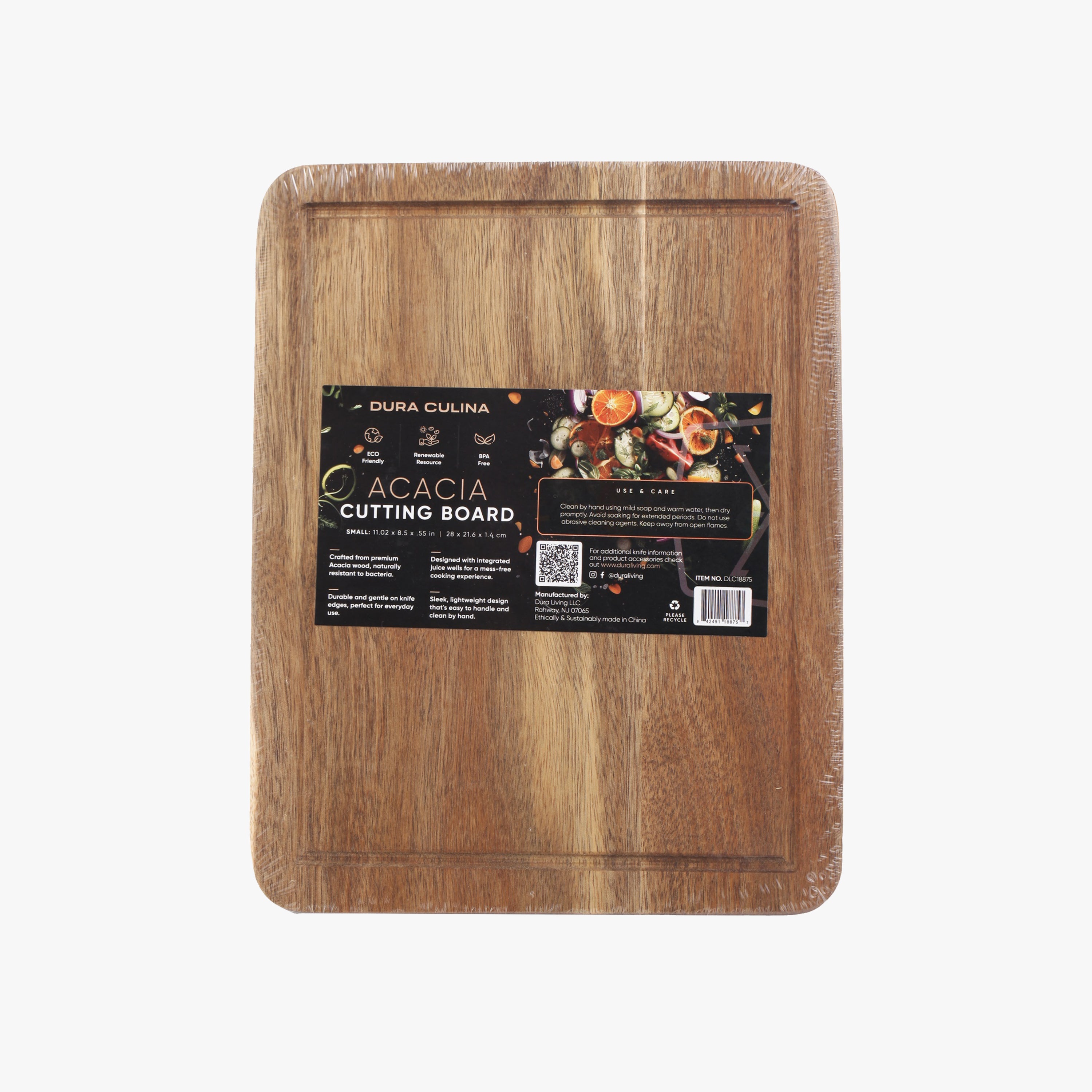 Acacia Wood Cutting Board: Small – (11.05” x 8.5”) Durable, Eco-Friendly Chopping Board