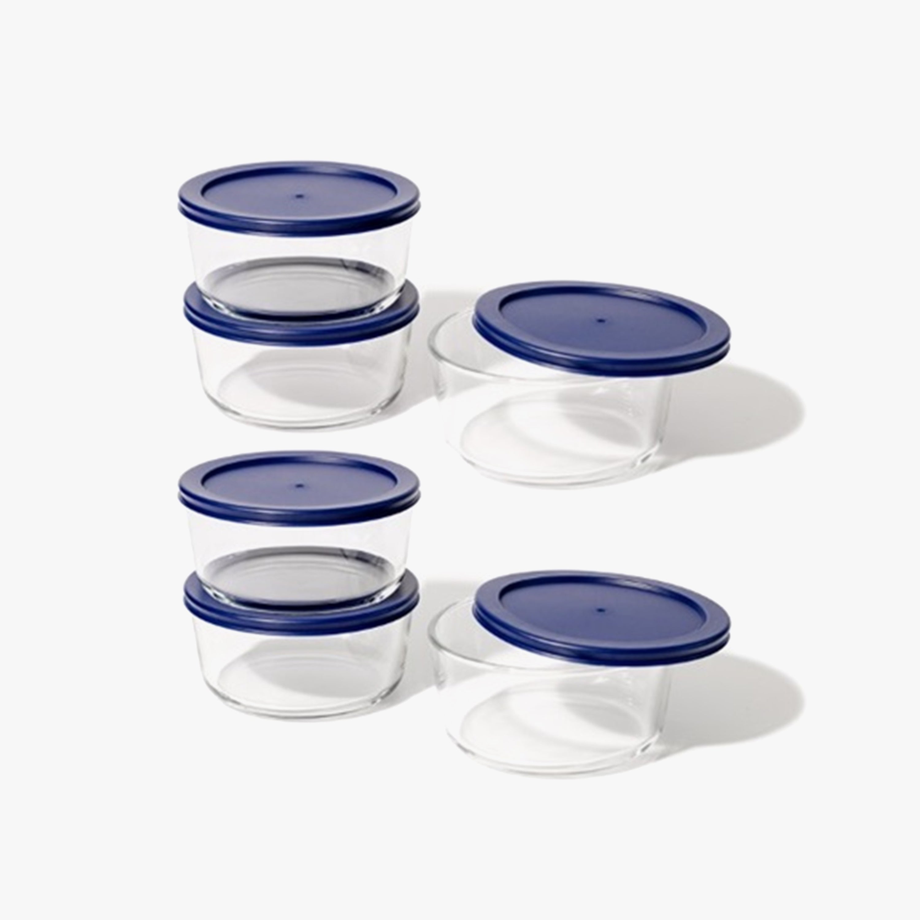Glass Food Storage Containers - 12 Piece 4 Cup Set (6 Containers + 6 Lids) BPA-Free Lids