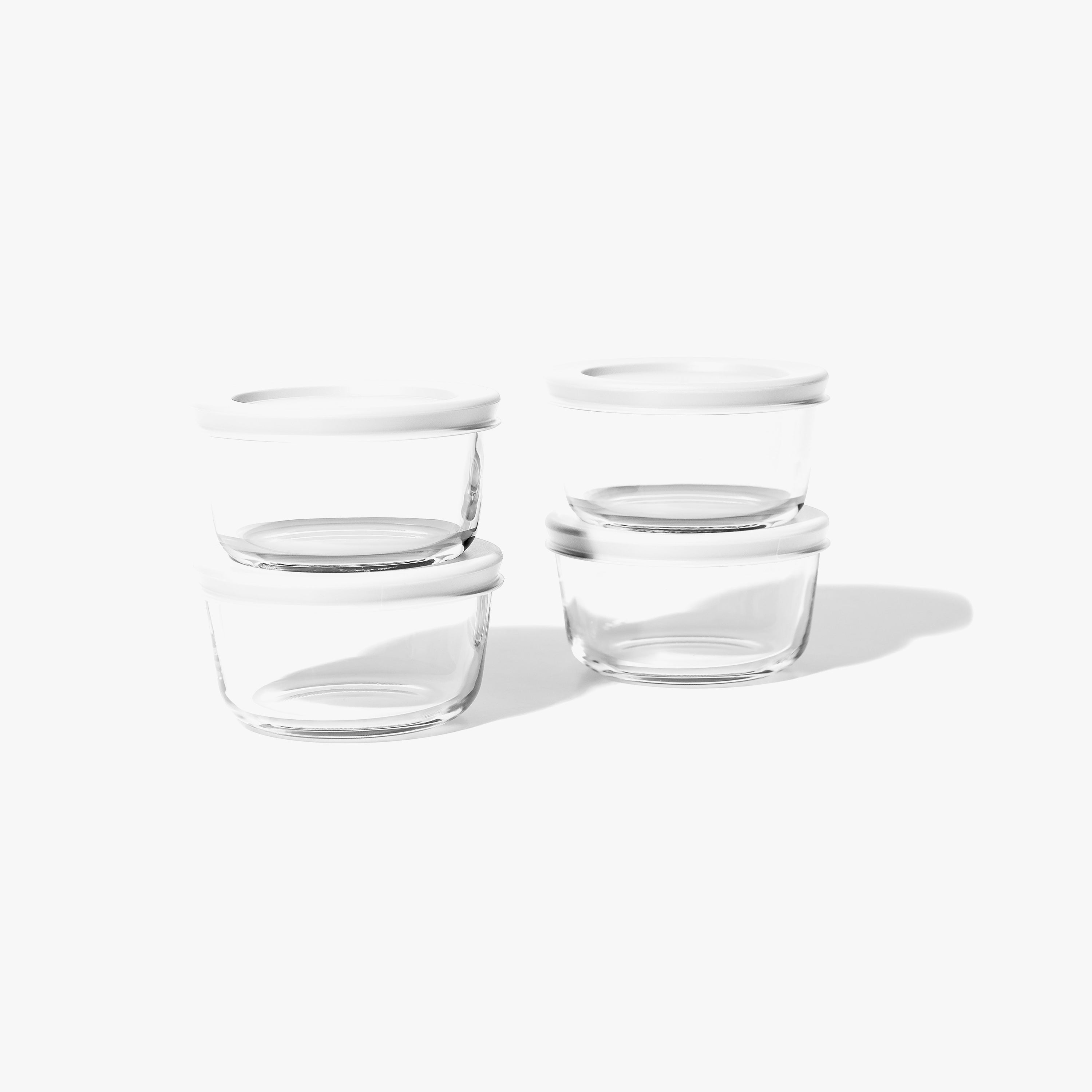Glass Food Storage Containers - 8 Piece .7oz Set (4 Containers + 4 Lids), White