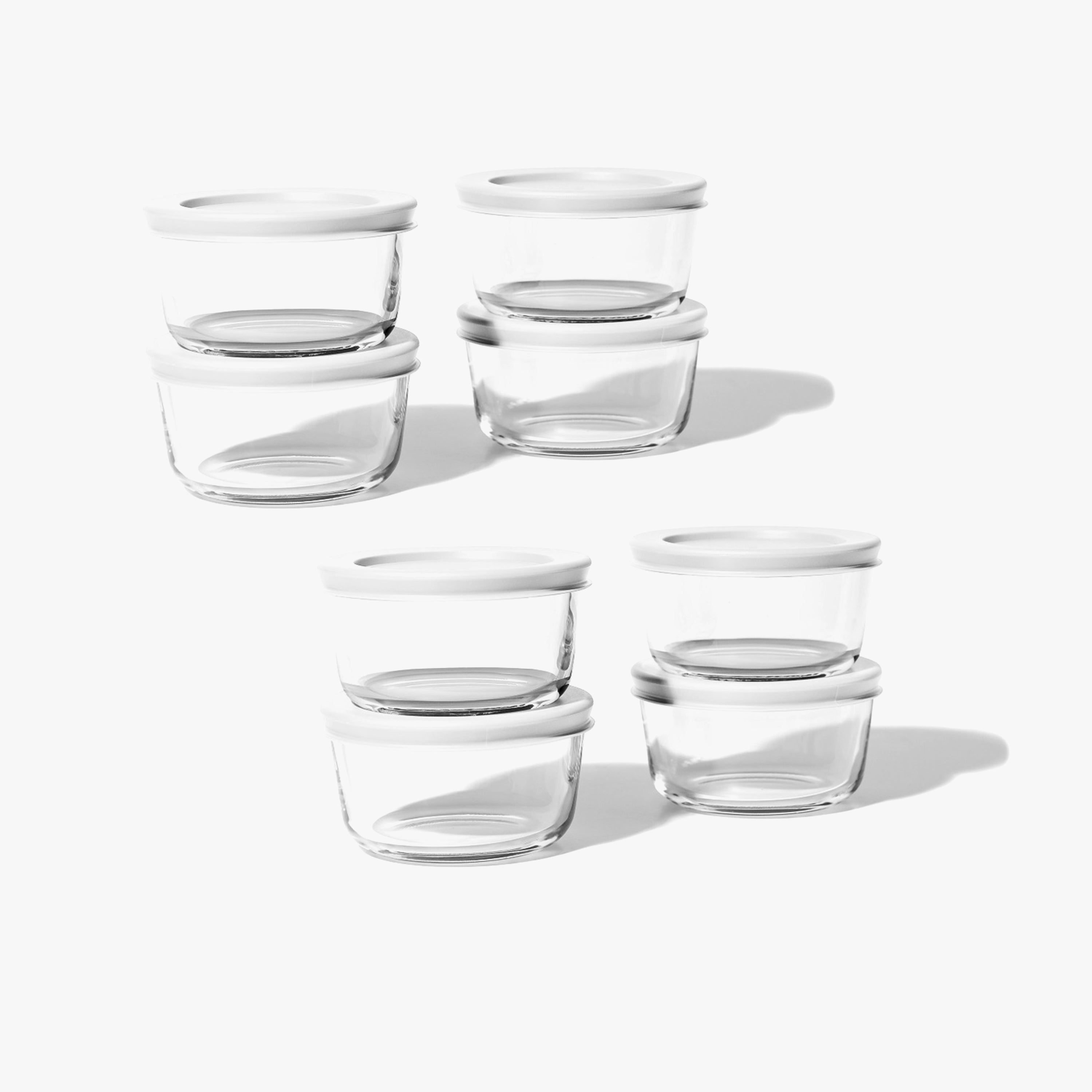 Glass Food Storage Containers - 16 Piece 1 Cup Set (8 Containers + 8 Lids), White