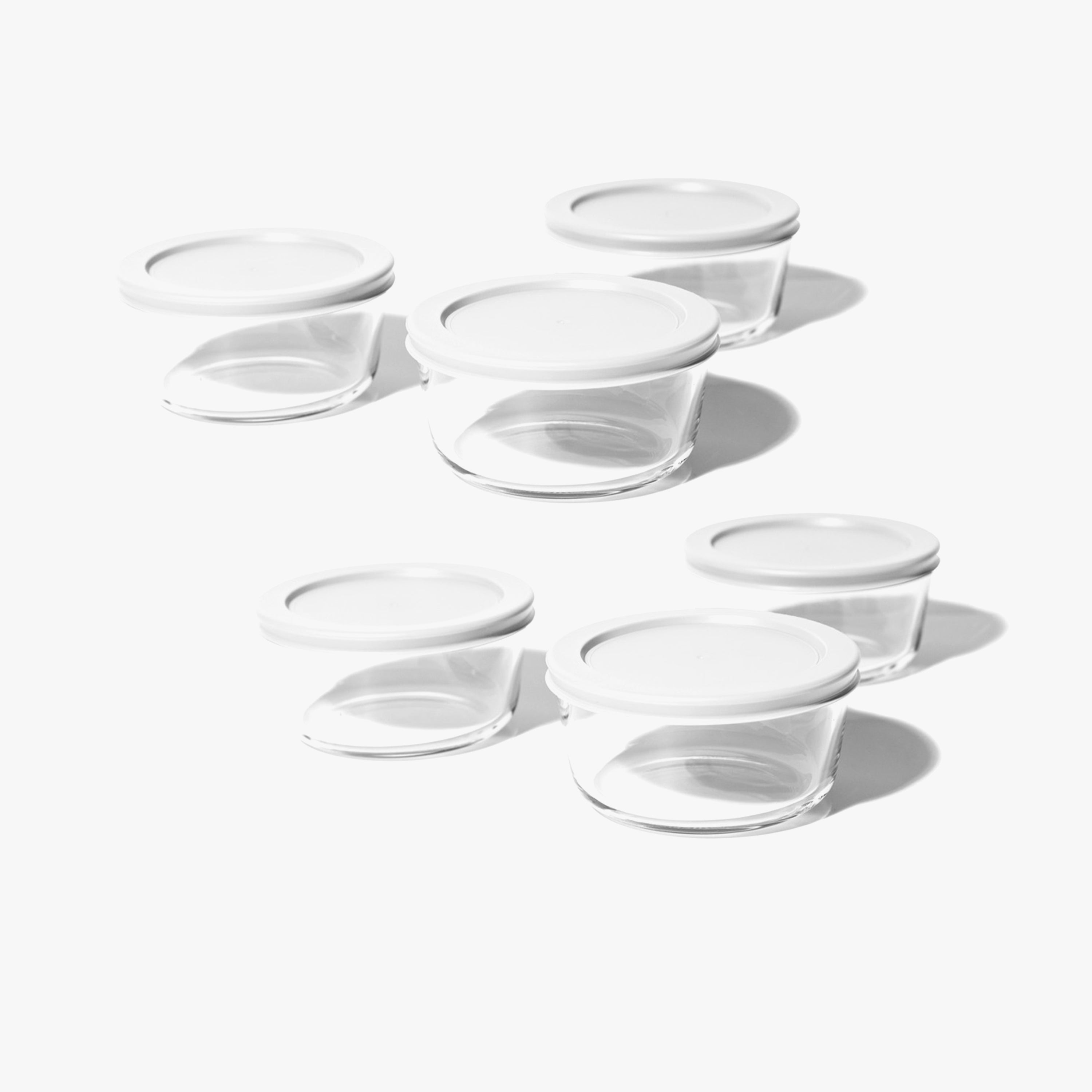 Glass Food Storage Containers - 12 Piece 4 Cup Set (6 Containers + 6 Lids)White
