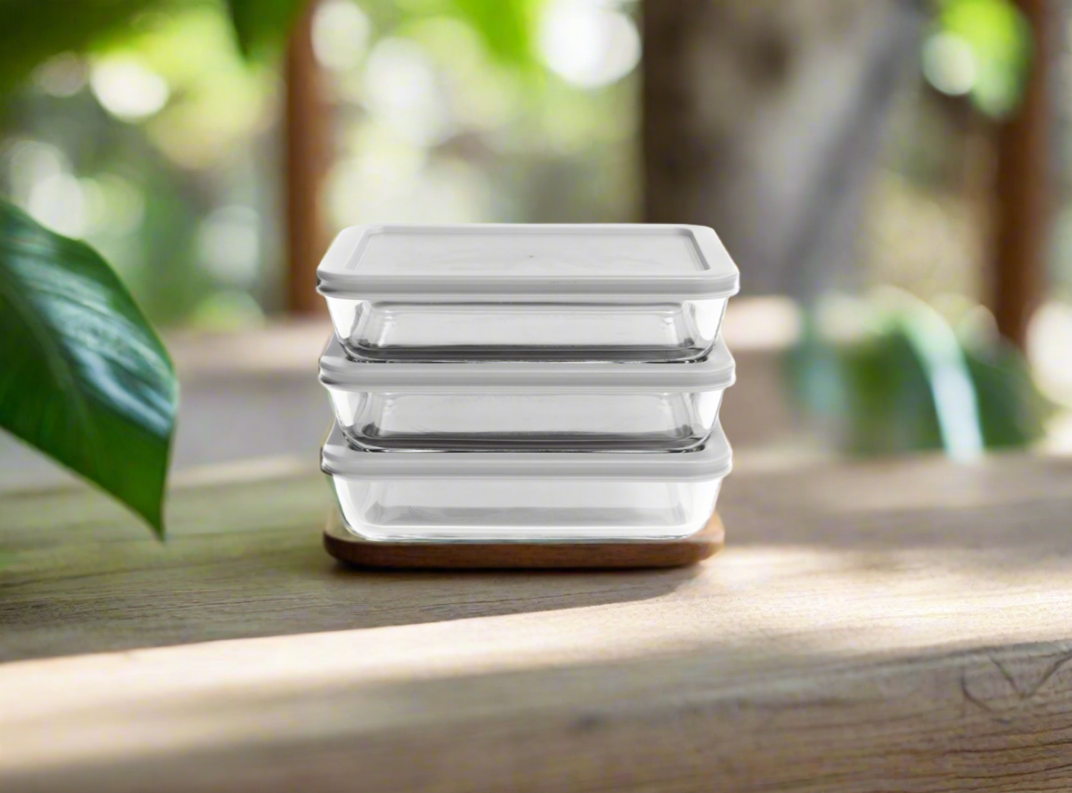 Glass Food Storage Containers - 6 Piece 3 Cup (3 Containers + 3 Lids) Rectangular Set