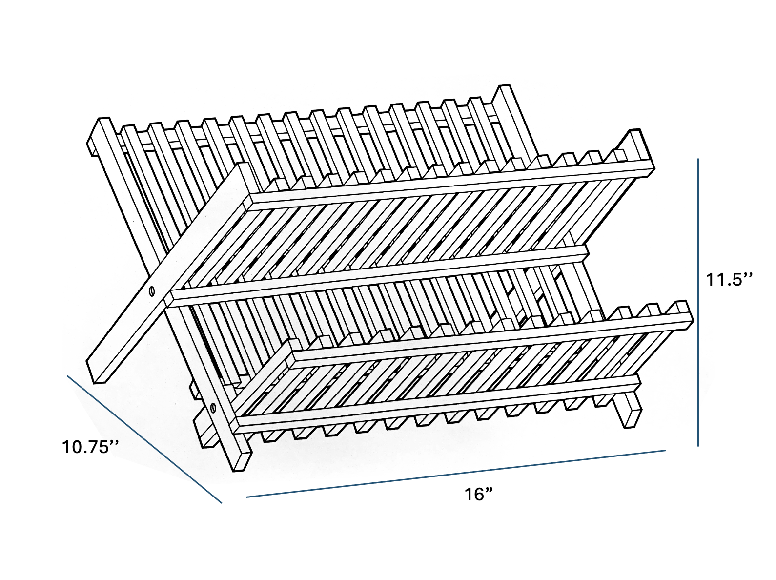 Bamboo Dish Drying Rack - 2-Tier Foldable Dish Rack for Kitchen Counter