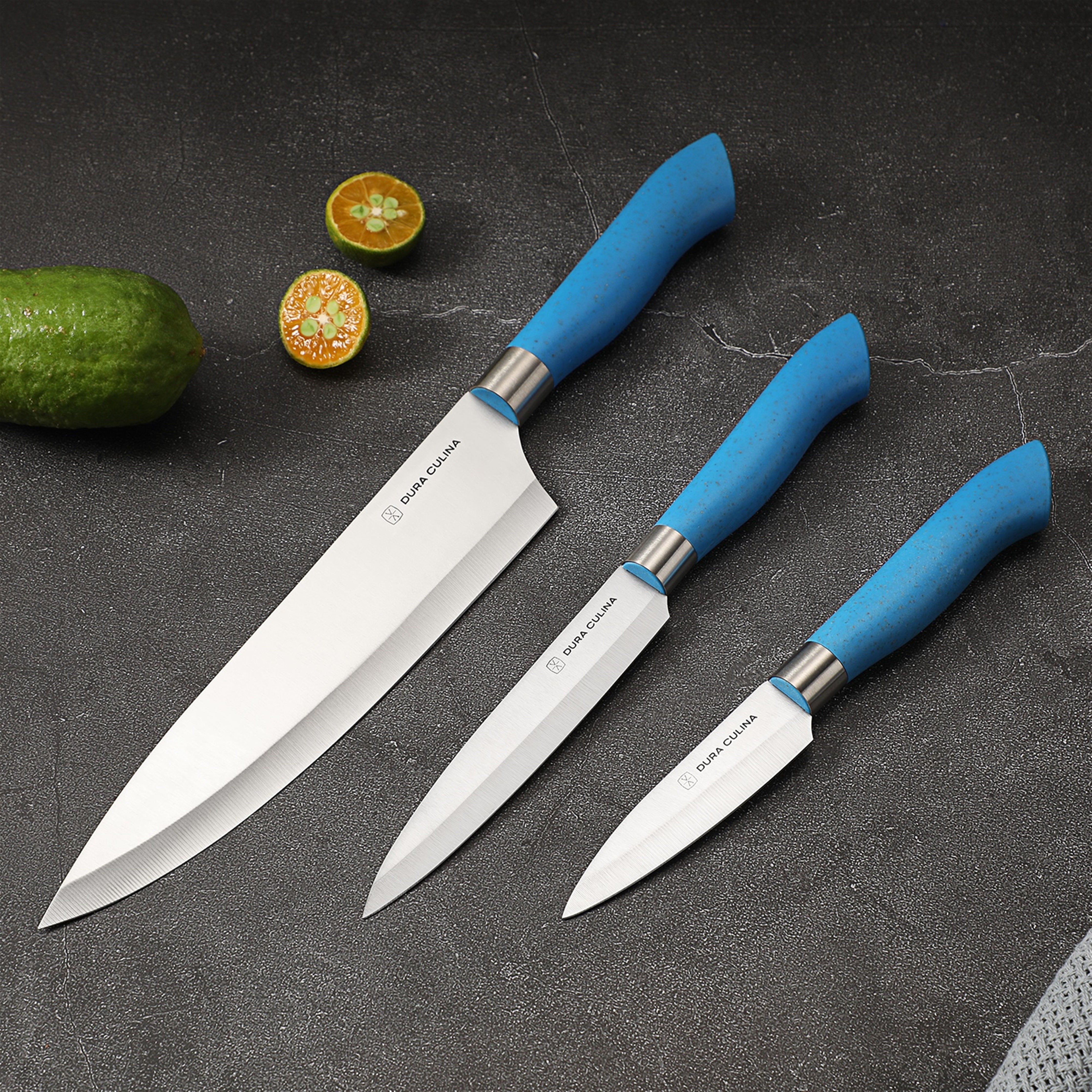 EcoCut 10 Piece Kitchen Knife Set With Blade Guards, Blue