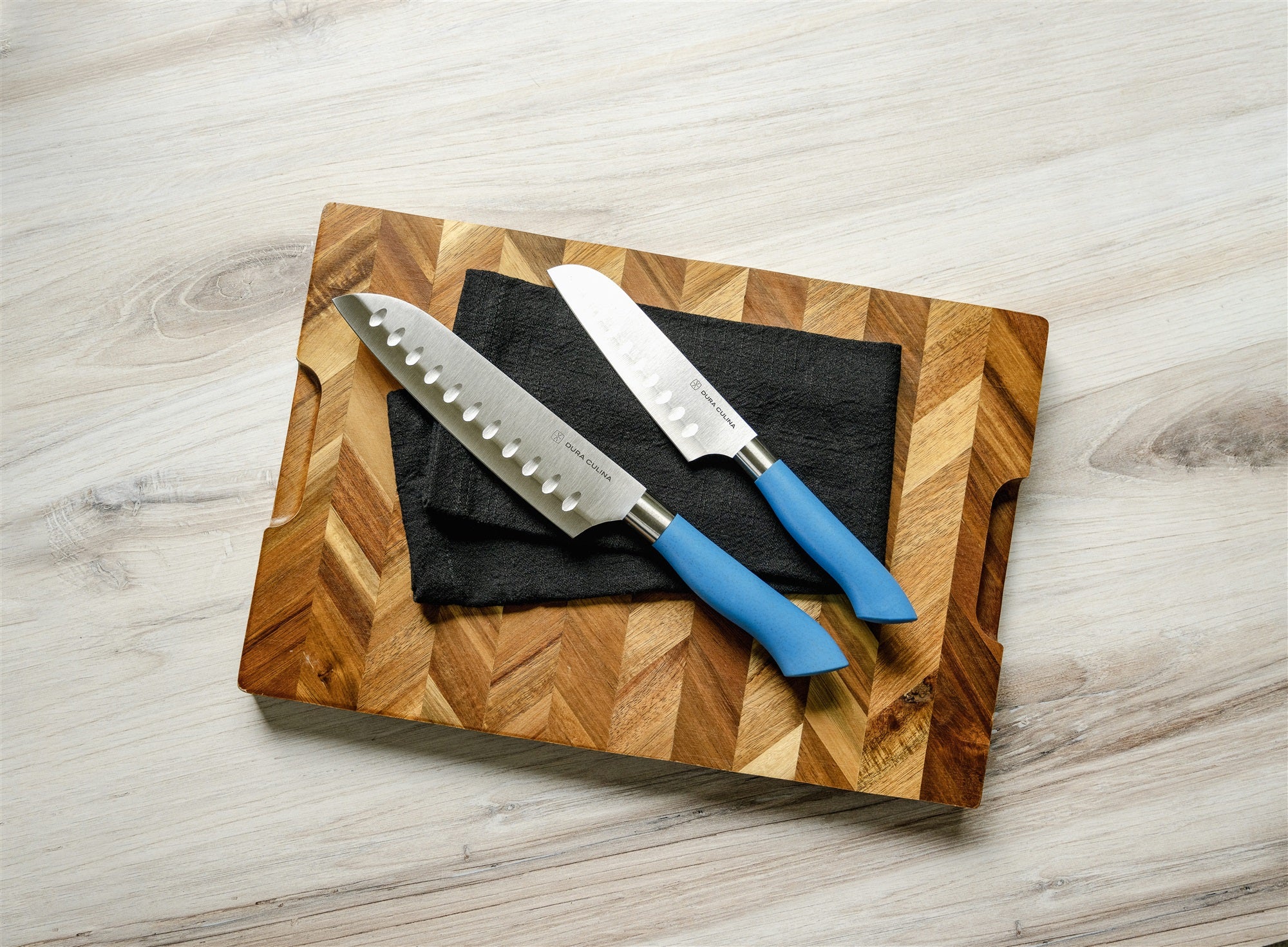 EcoCut 2 Piece Santoku Knife Set With Blade Guards, Blue