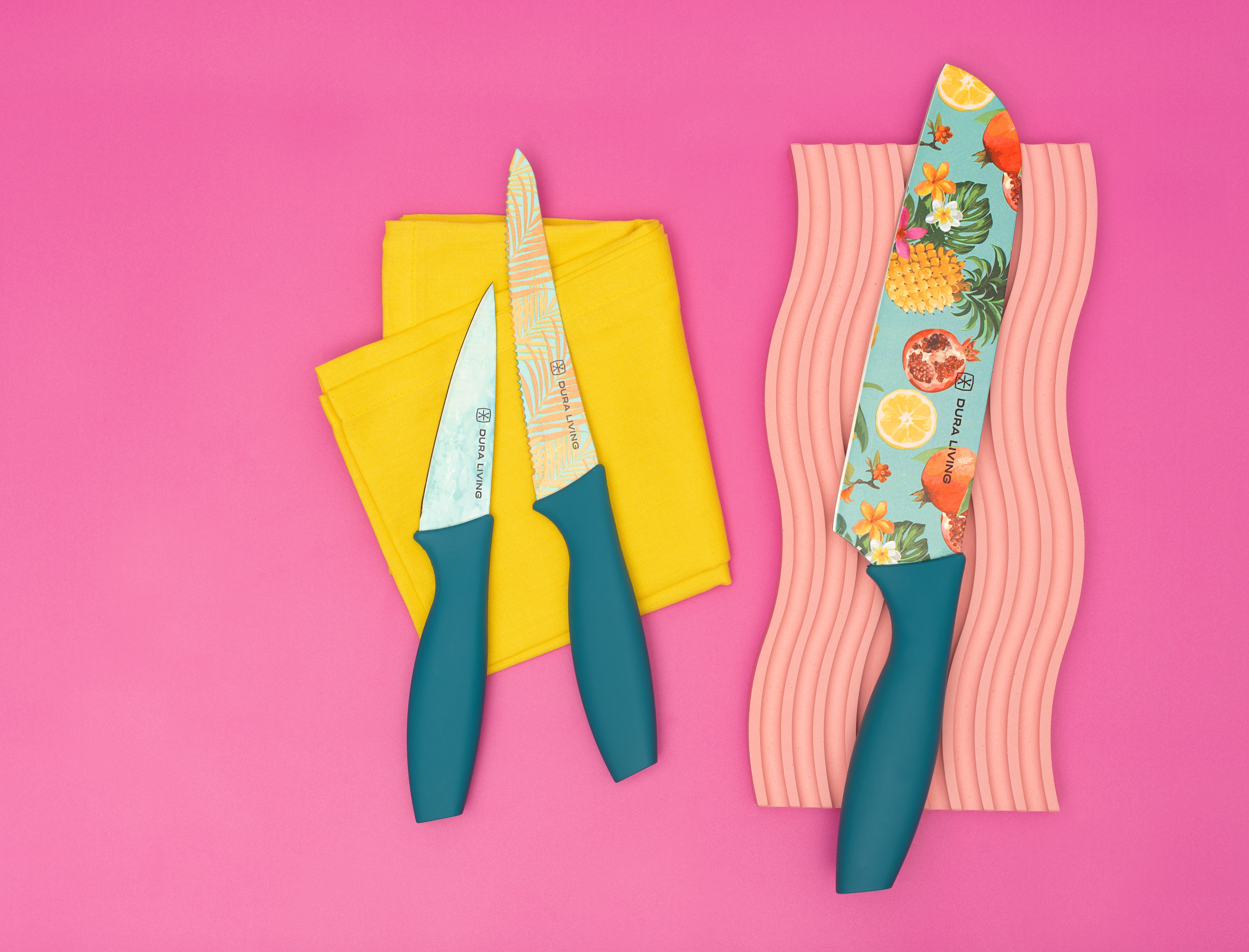 3-Piece Printed Kitchen Knife Set-Tropical