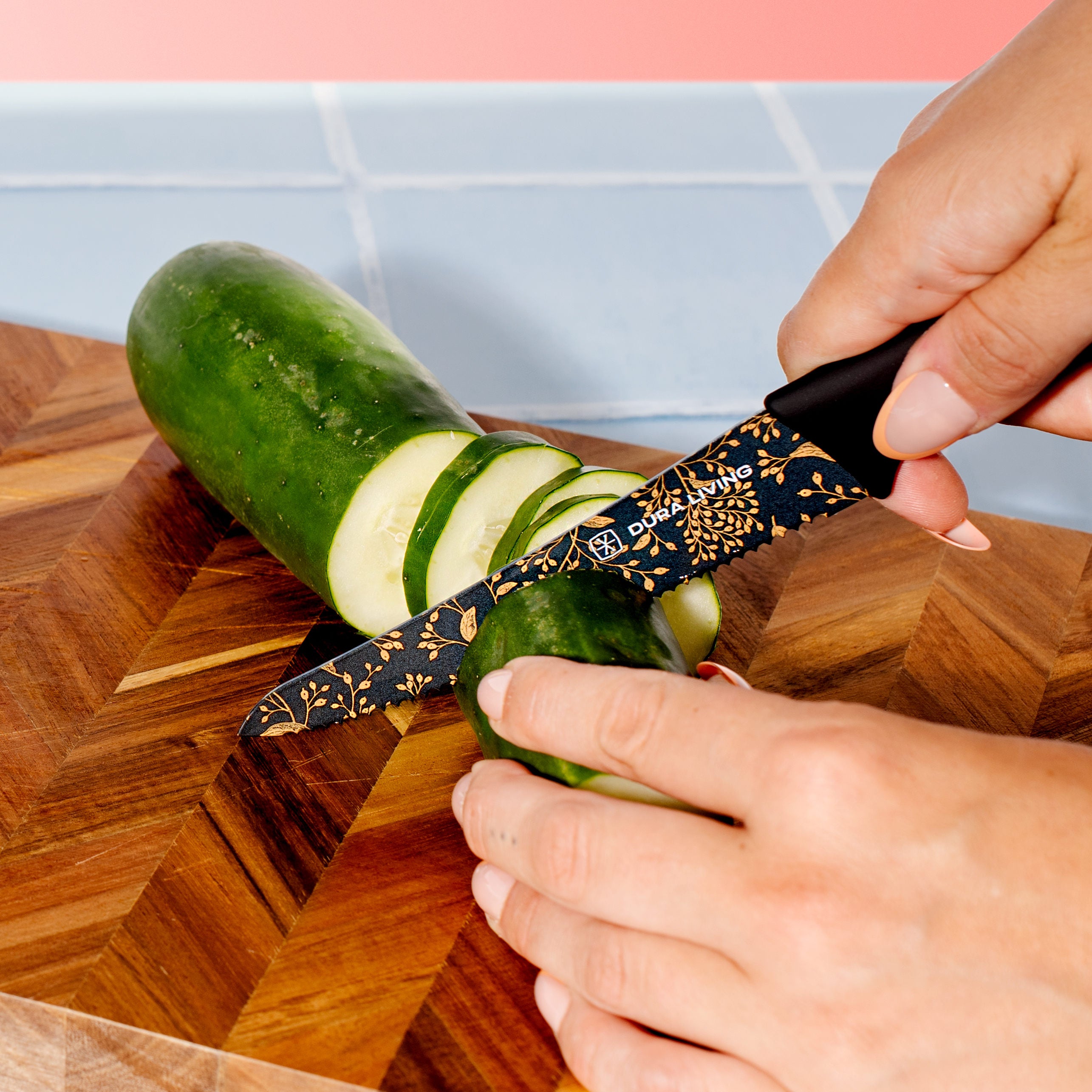 3-Piece Printed Kitchen Knife Set-Marble