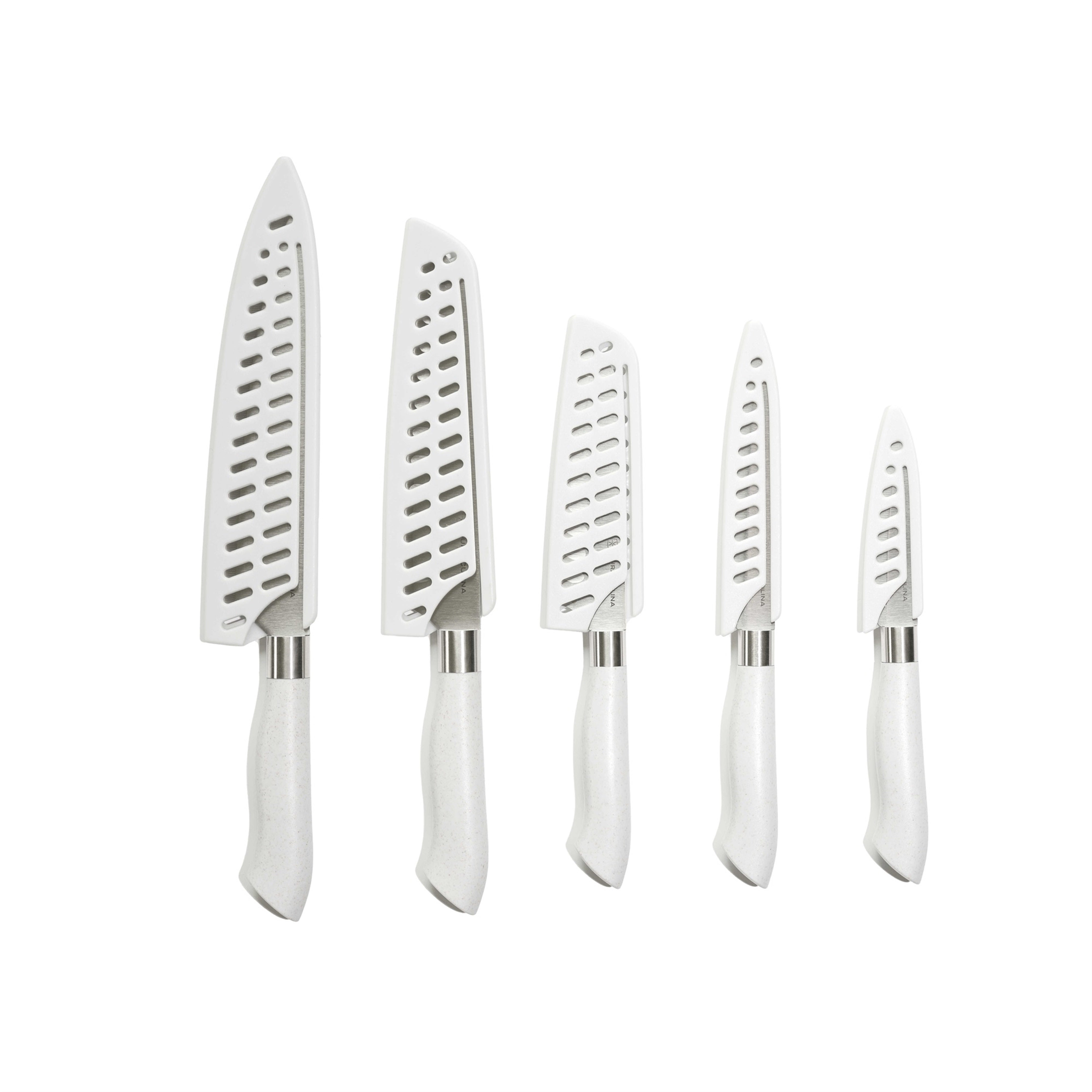 EcoCut 10 Piece Kitchen Knife Set With Blade Guards, Grey