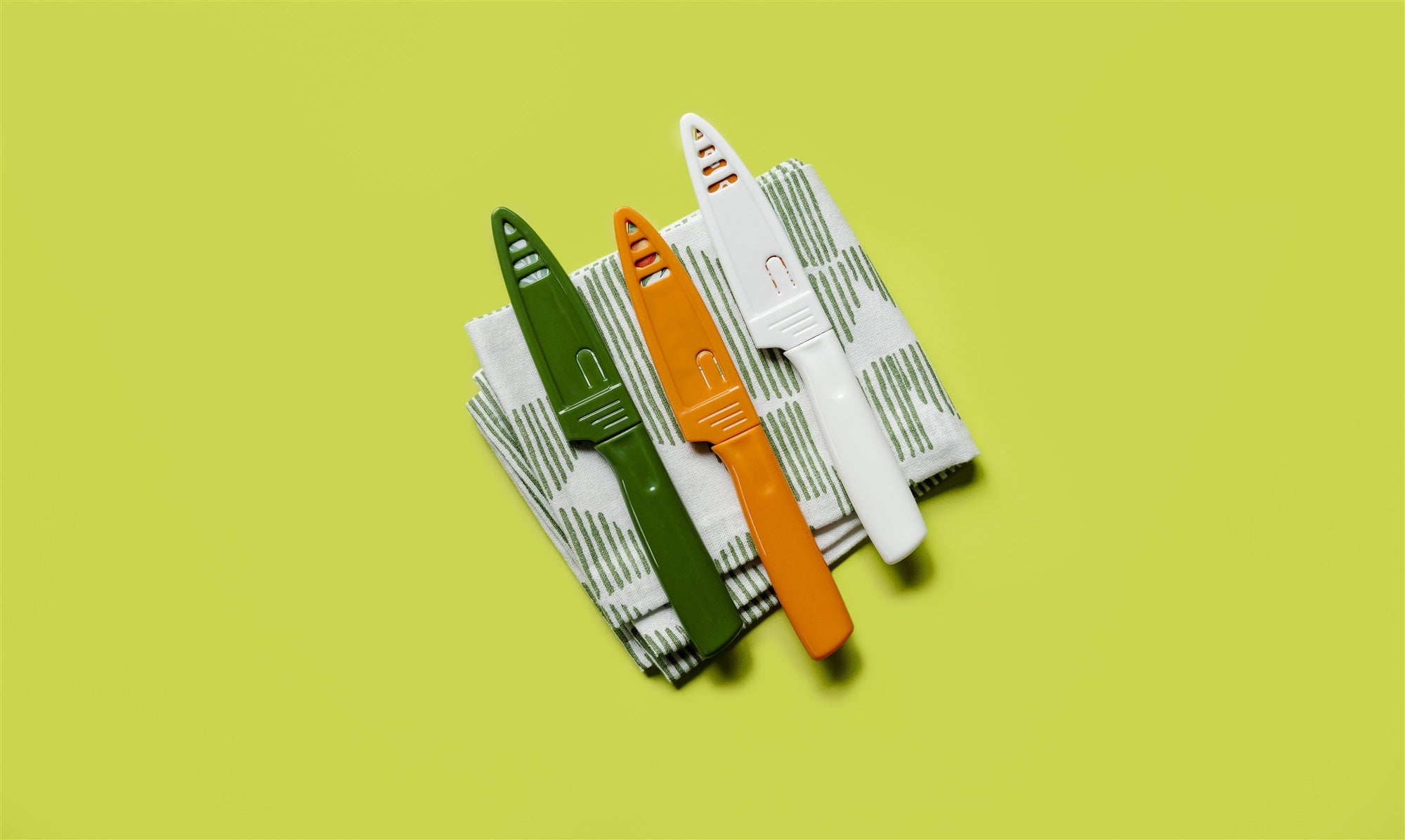 3 Piece Printed Knife Set with Sheaths, Orange Zest