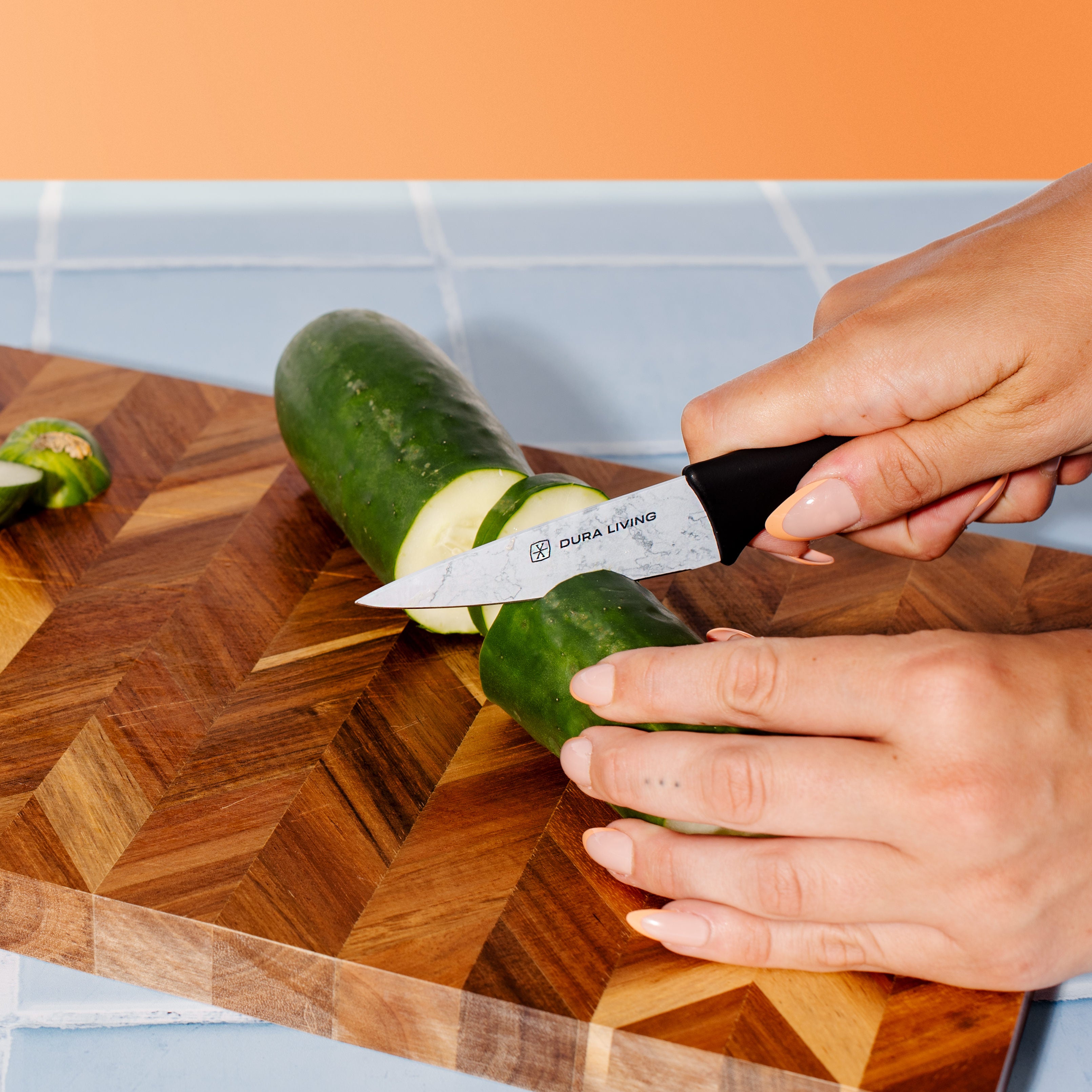 3-Piece Printed Kitchen Knife Set-Marble