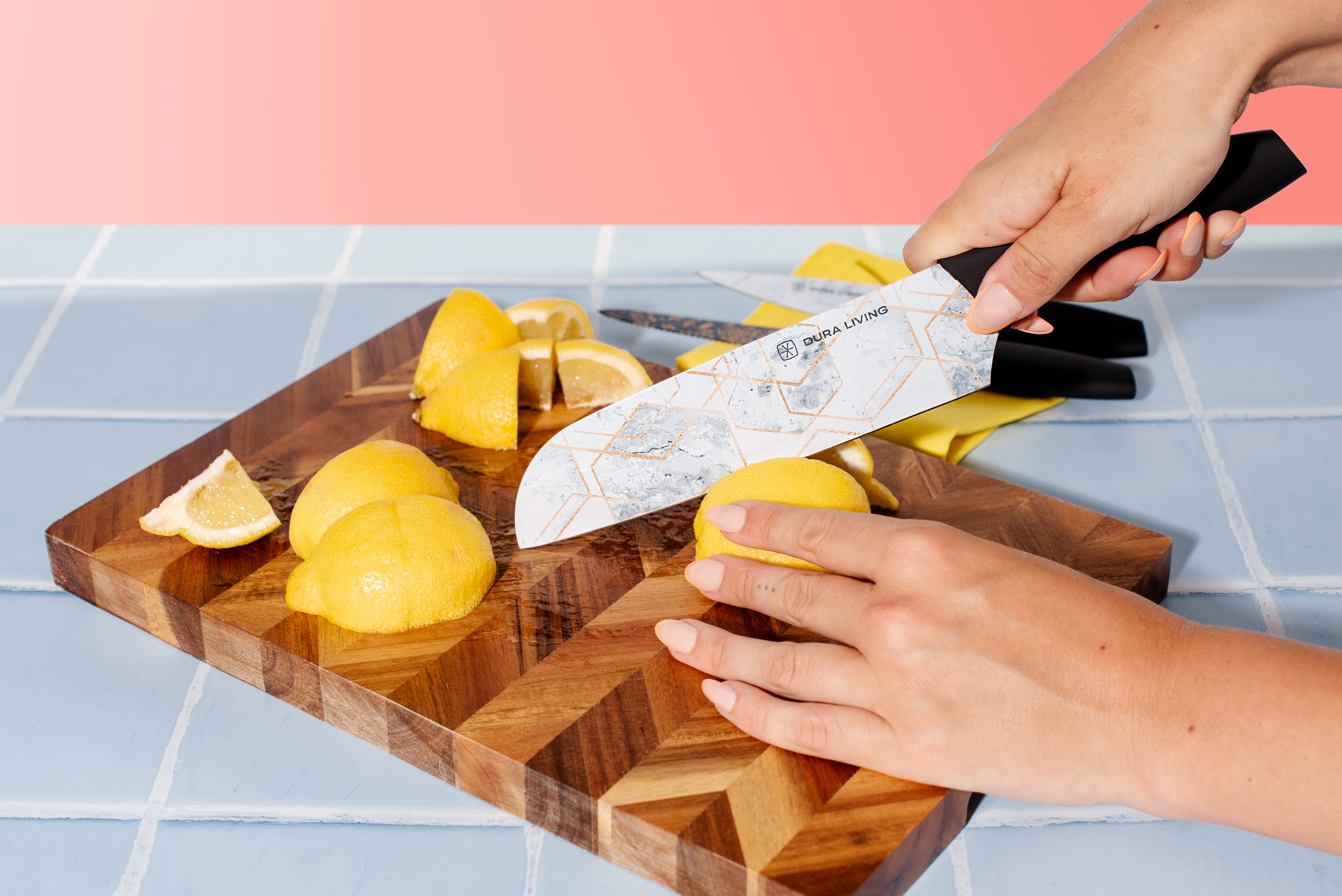 3-Piece Printed Kitchen Knife Set-Marble