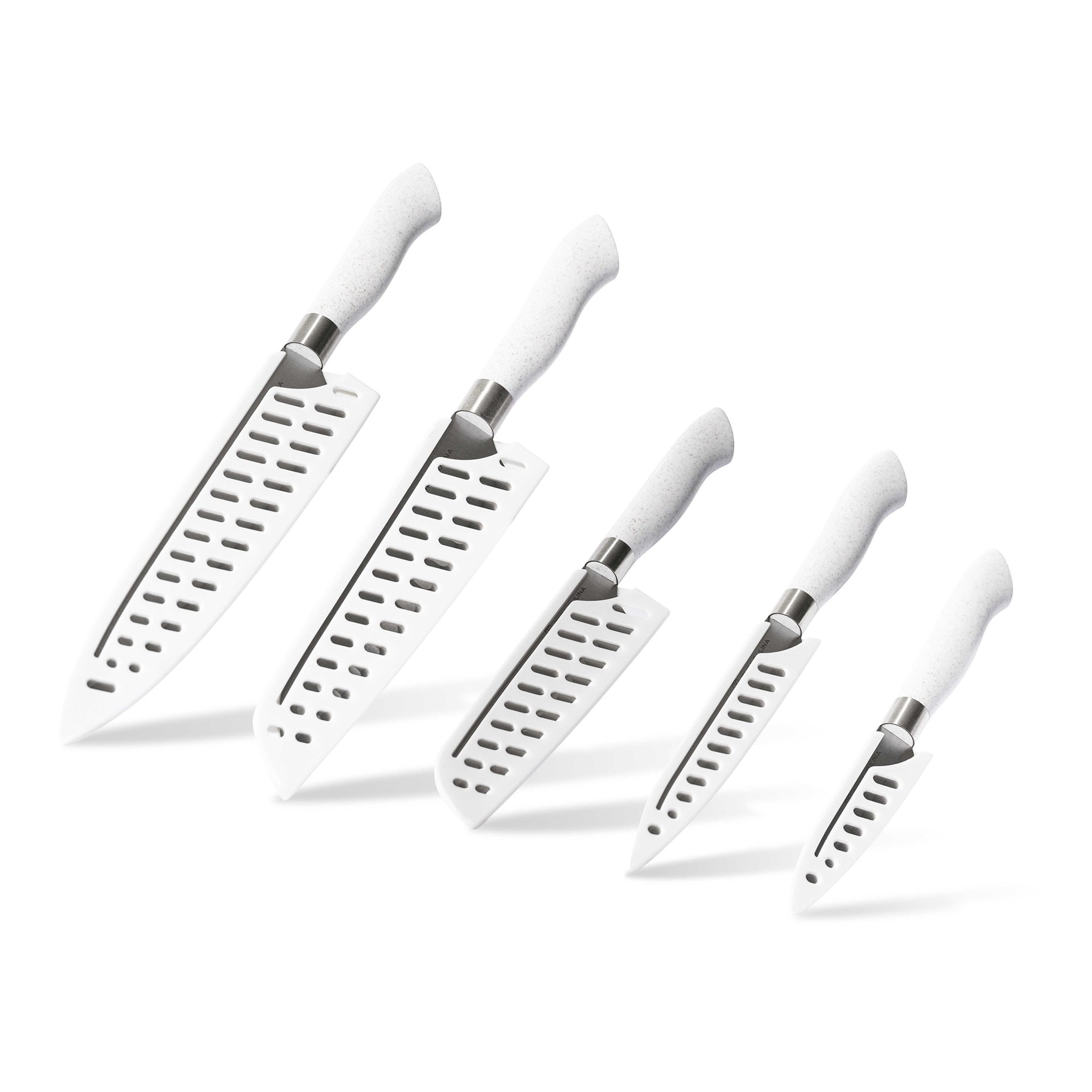 EcoCut 10 Piece Kitchen Knife Set With Blade Guards, Grey