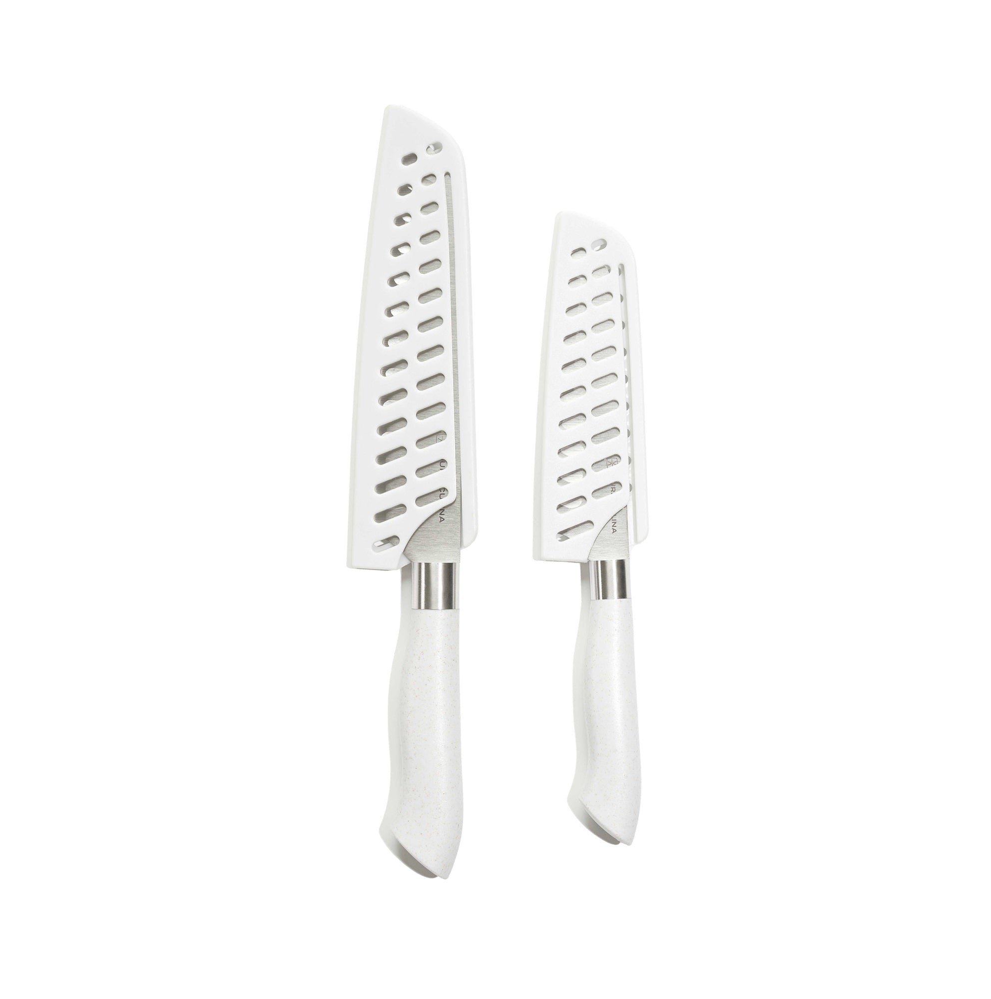 EcoCut 2 Piece Santoku Knife Set With Blade Guards, Grey