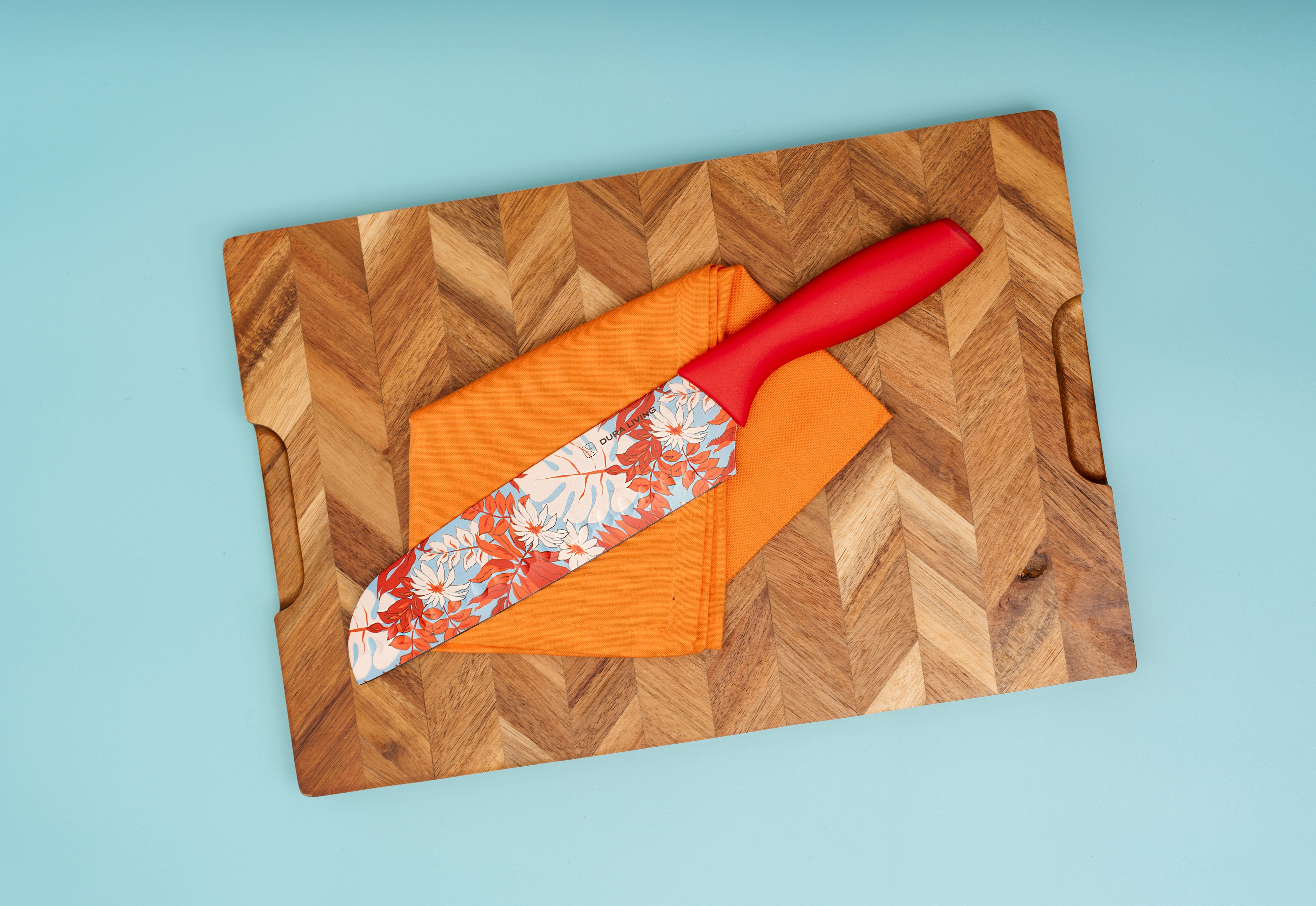 7 inch Santoku Knife with Printed Blade-Red