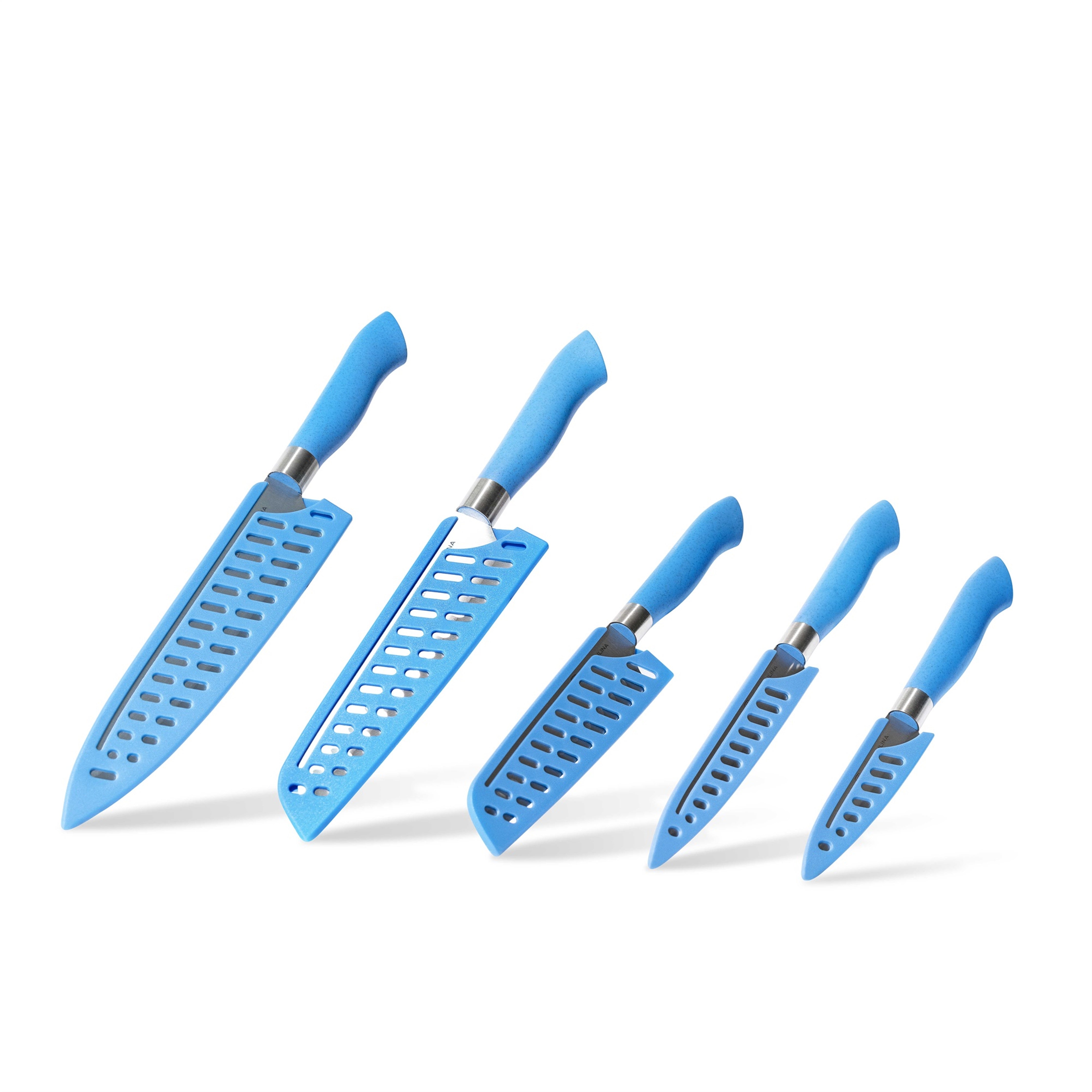EcoCut 10 Piece Kitchen Knife Set With Blade Guards, Blue