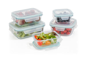 10-Piece Glass Food Storage Containers with Airtight Locking Lids (5 Containers + 5 Lids)