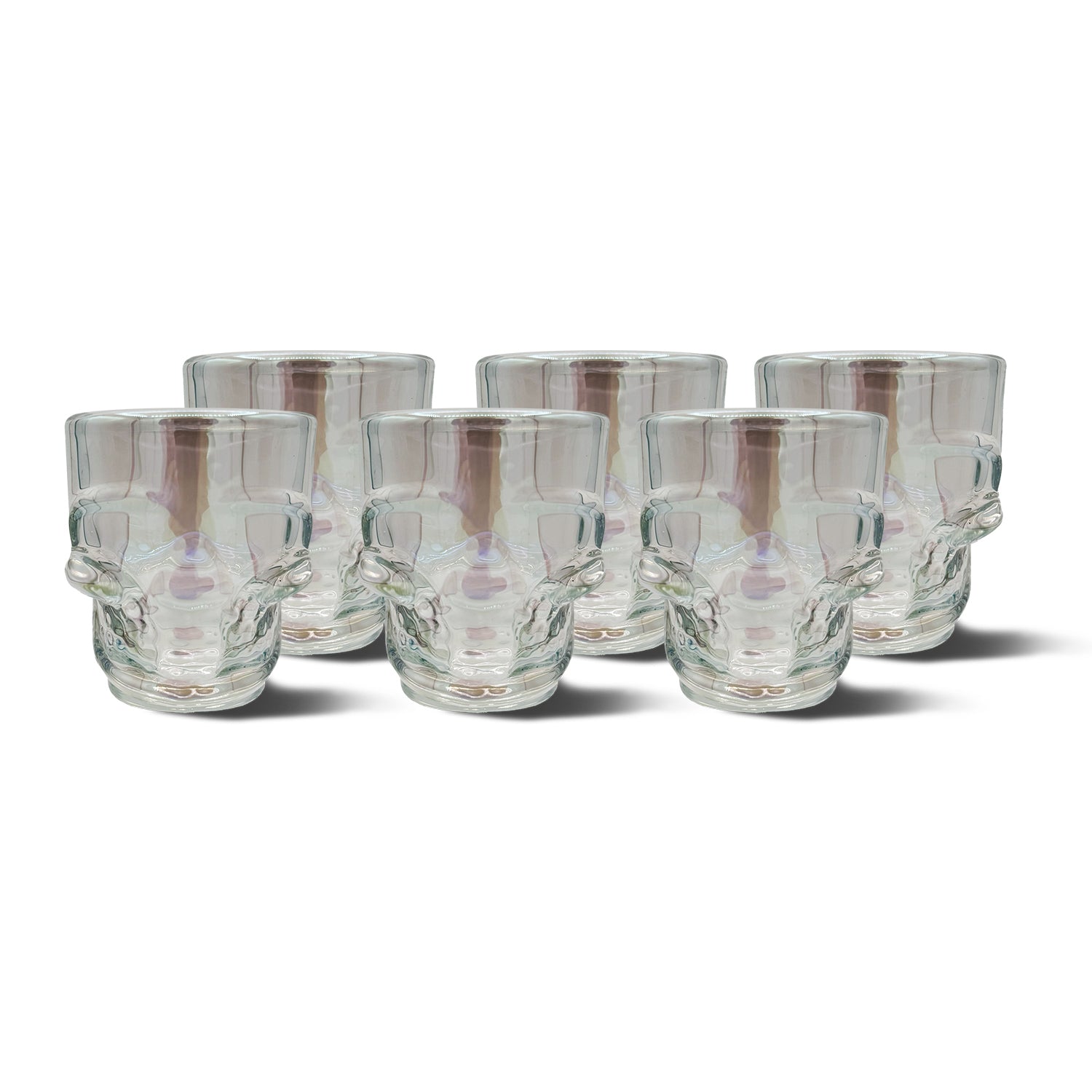 Set of 6 Skull Shot Glasses – 1.75 oz Glass Novelty Drinkware for Halloween Parties, Cocktail Bars & Home Decor