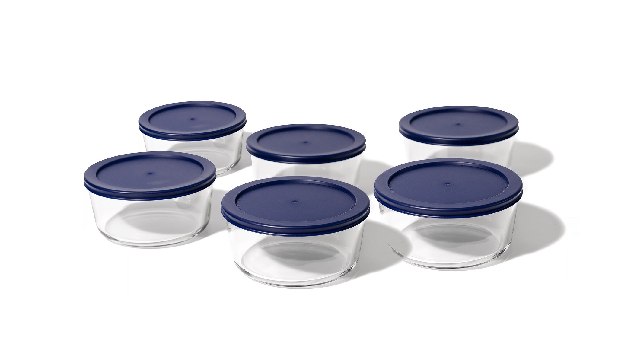 Glass Food Storage Containers - 12 Piece 2 Cup Set (6 Containers + 6 Lids)