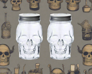 Dura Living Skull Mason Jar with Lid-16 oz Clear 2-Pack