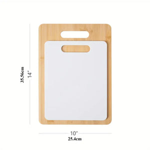 2-Piece Bamboo and Poly Cutting Board Set – Eco-Friendly Bamboo & Durable Poly Chopping Boards, White