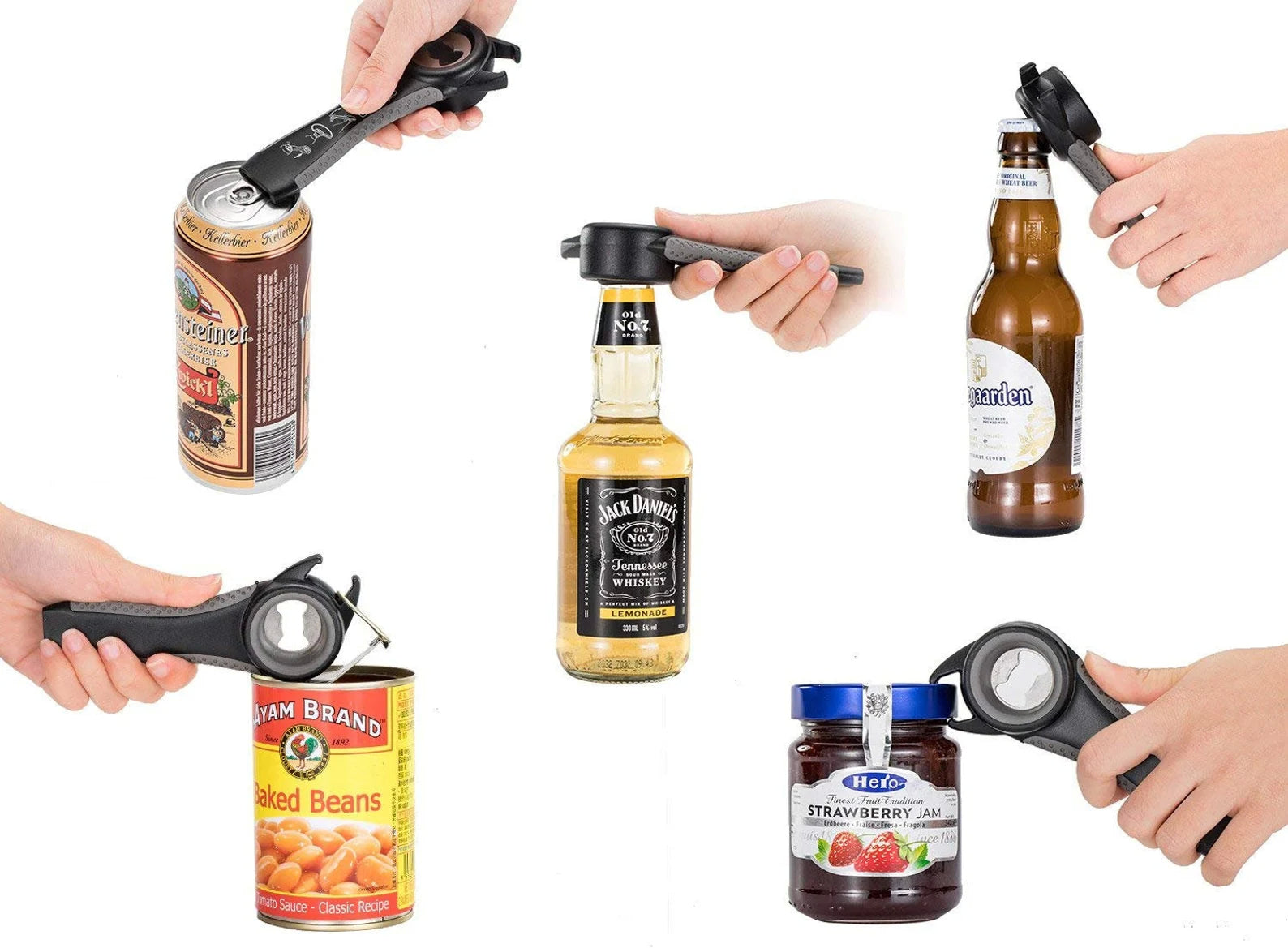 UNIVERSAL BOTTLE AND JAR OPENER SET- GREY