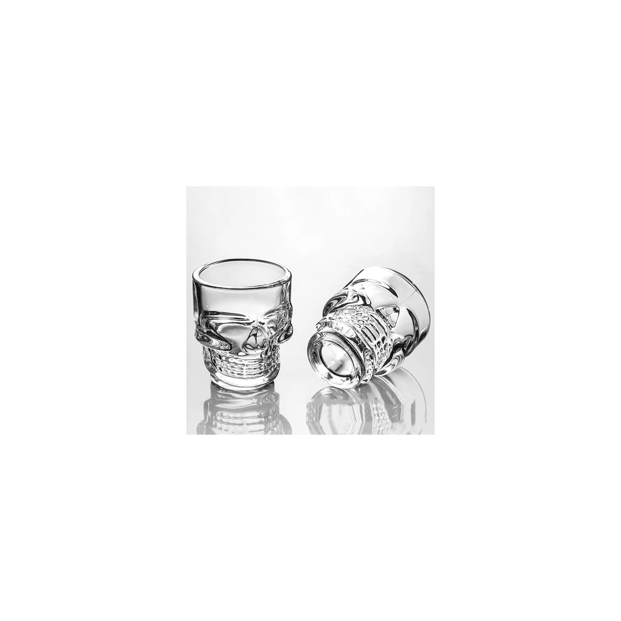 Set of 6 Skull Shot Glasses – 1.75 oz Glass Novelty Drinkware for Halloween Parties, Cocktail Bars & Home Decor, – Packaging – Dura Living