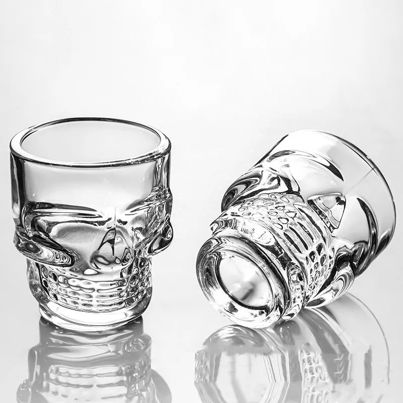 Set of 6 Skull Shot Glasses – 1.75 oz Glass Novelty Drinkware for Halloween Parties, Cocktail Bars & Home Decor,