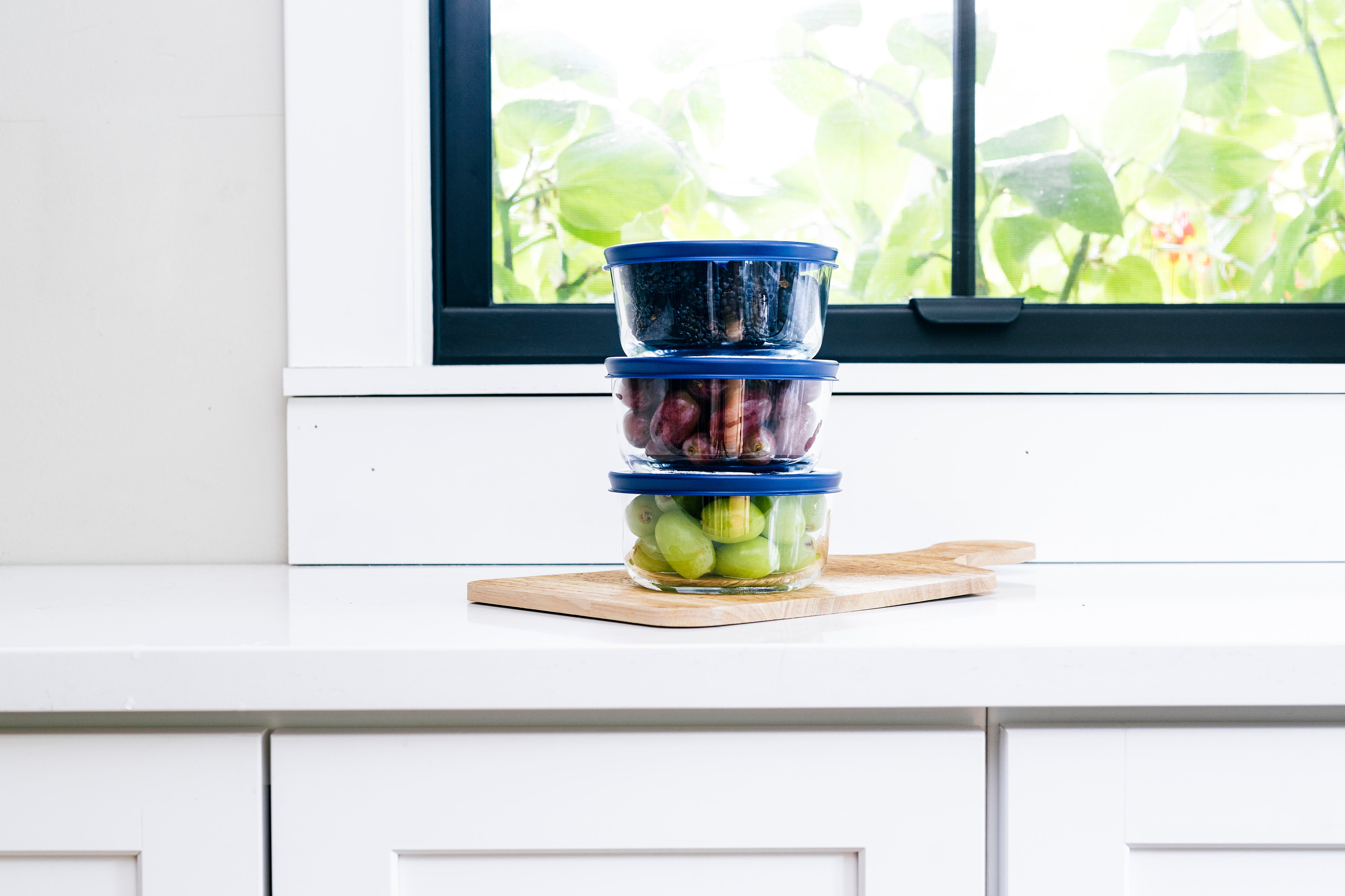 Glass Food Storage Containers - 6 Piece 2 Cup Set (3 Containers + 3 Lids)