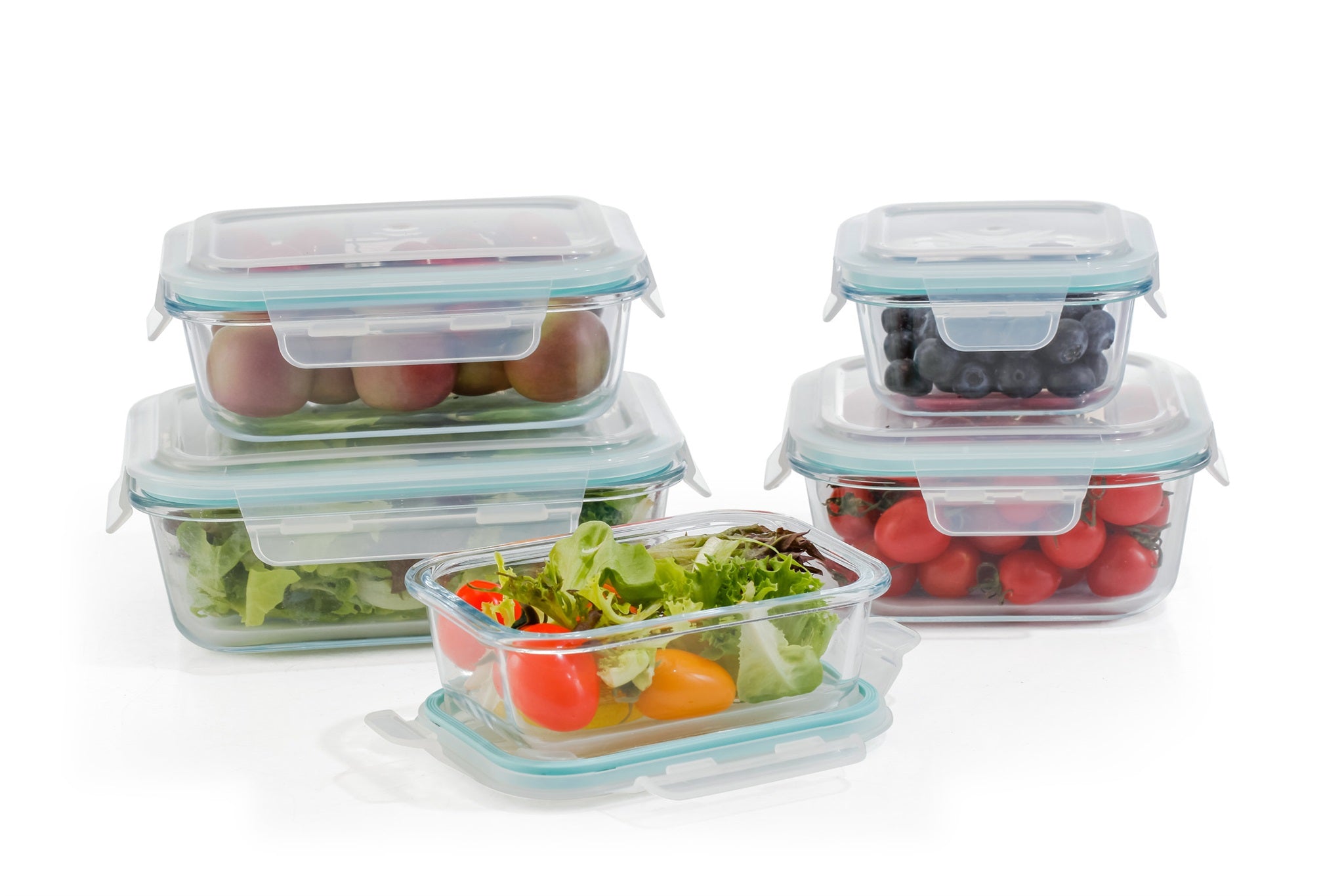 10-Piece Glass Food Storage Containers with Airtight Locking Lids (5 Containers + 5 Lids)