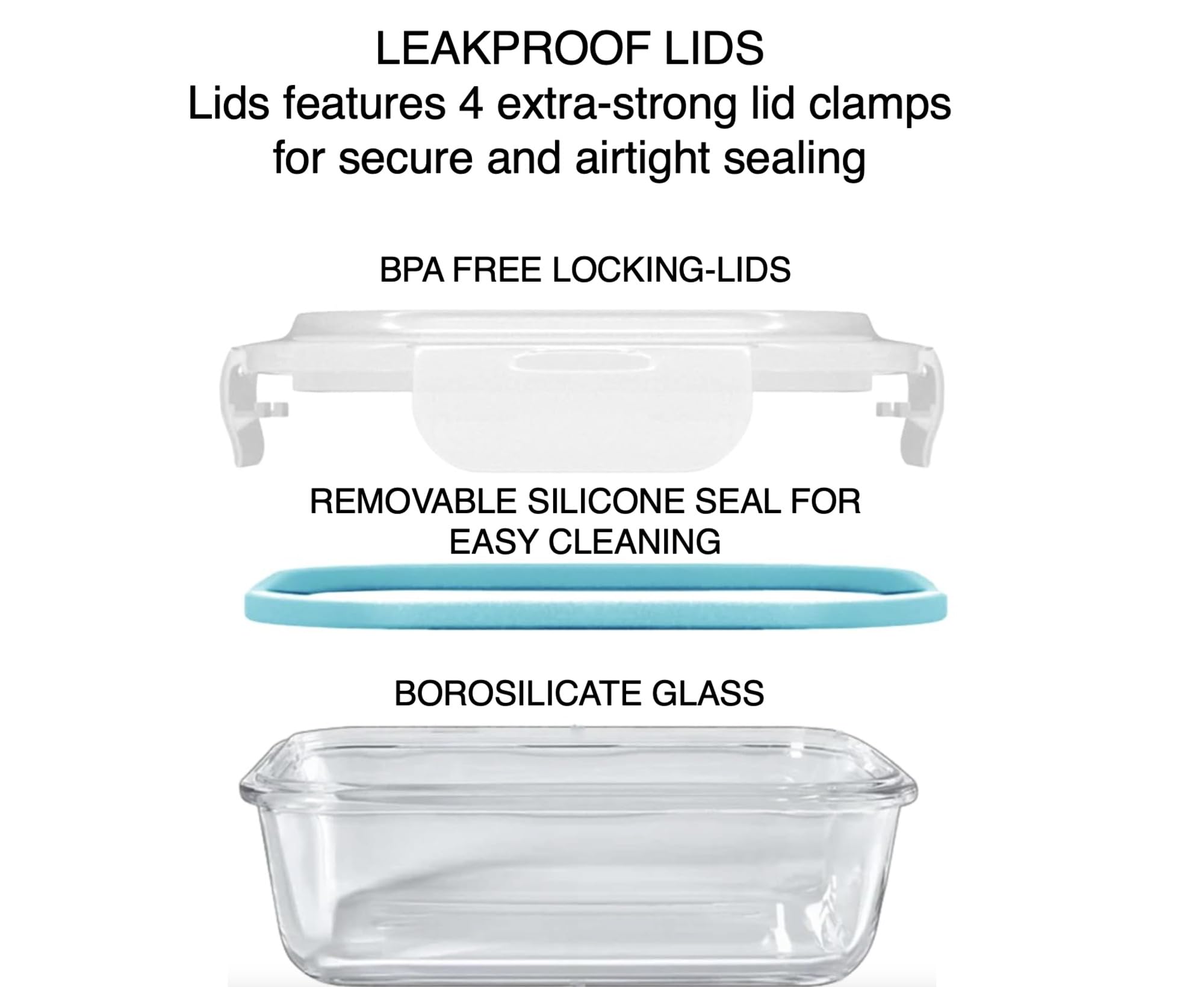 10-Piece Glass Food Storage Containers with Airtight Locking Lids (5 Containers + 5 Lids)