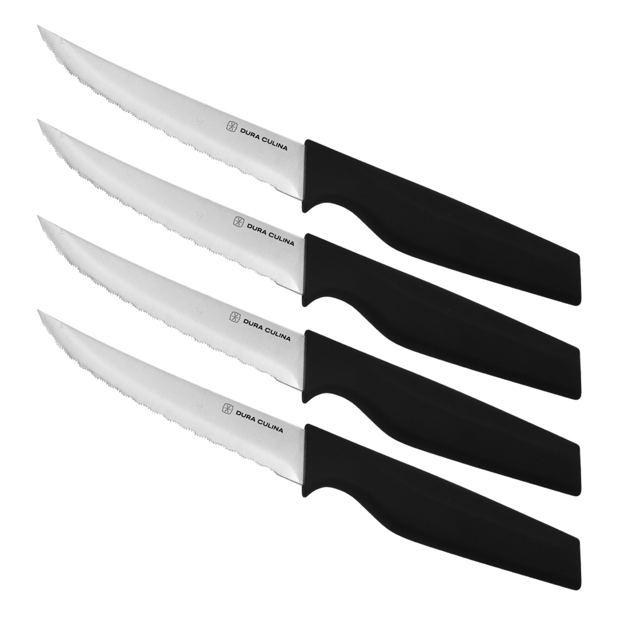 4-Piece Steak Knife Set - High Carbon Stainless Steel Serrated Blades with Ergonomic Handles, 4.5” Premium Kitchen Knives for Dining