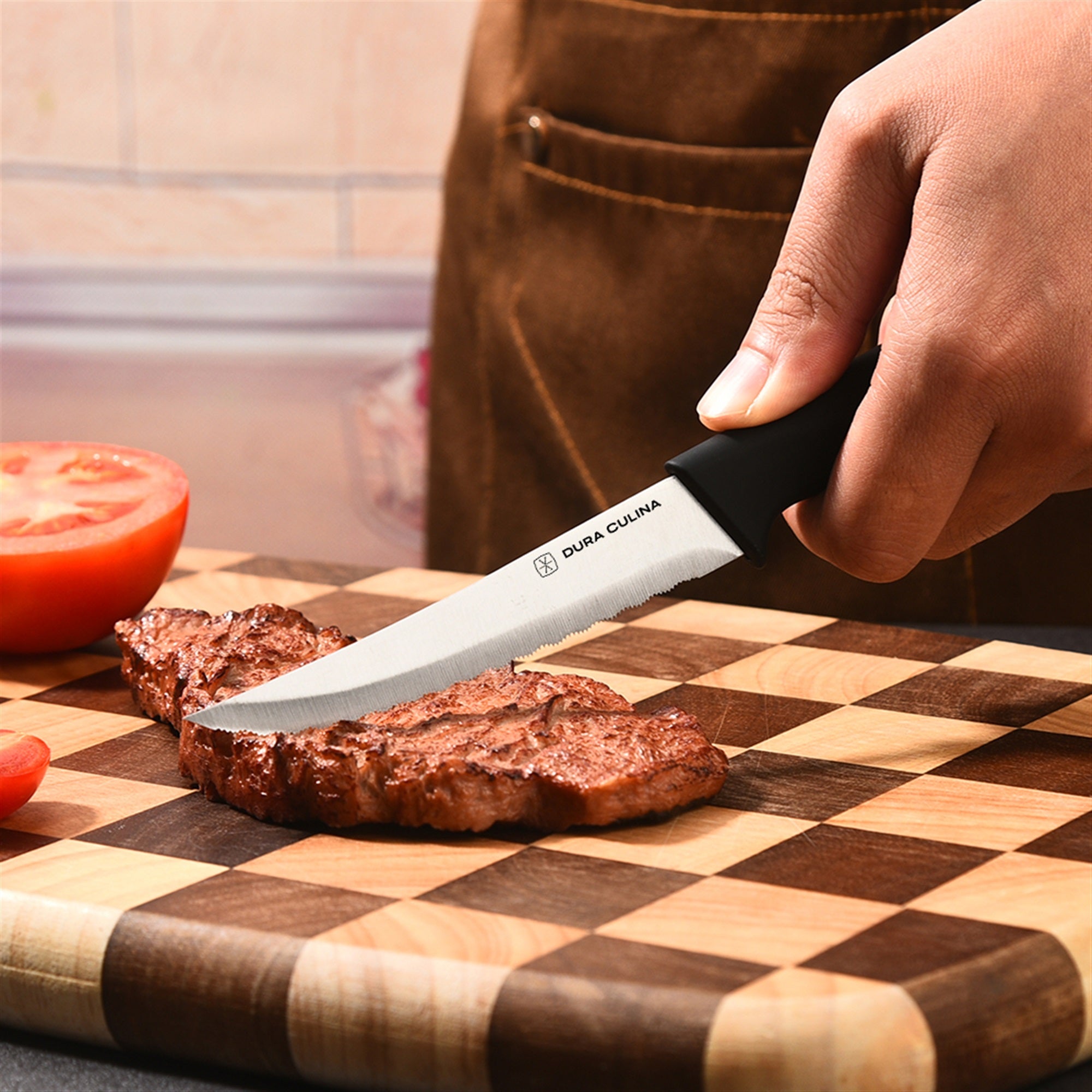 4-Piece Steak Knife Set - High Carbon Stainless Steel Serrated Blades with Ergonomic Handles, 4.5” Premium Kitchen Knives for Dining